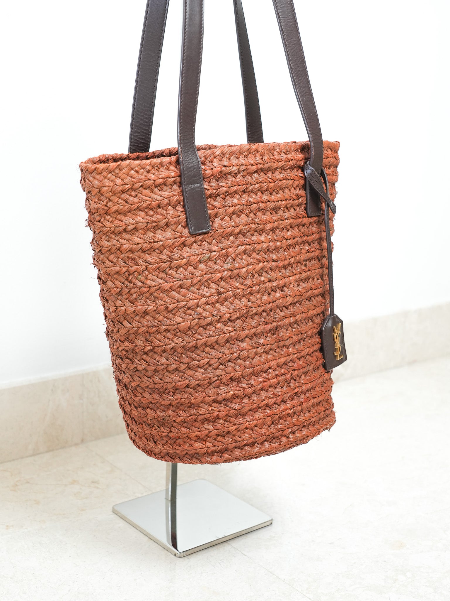 Korb Tasche Saint Laurent aus Stroh und Leder - Damen