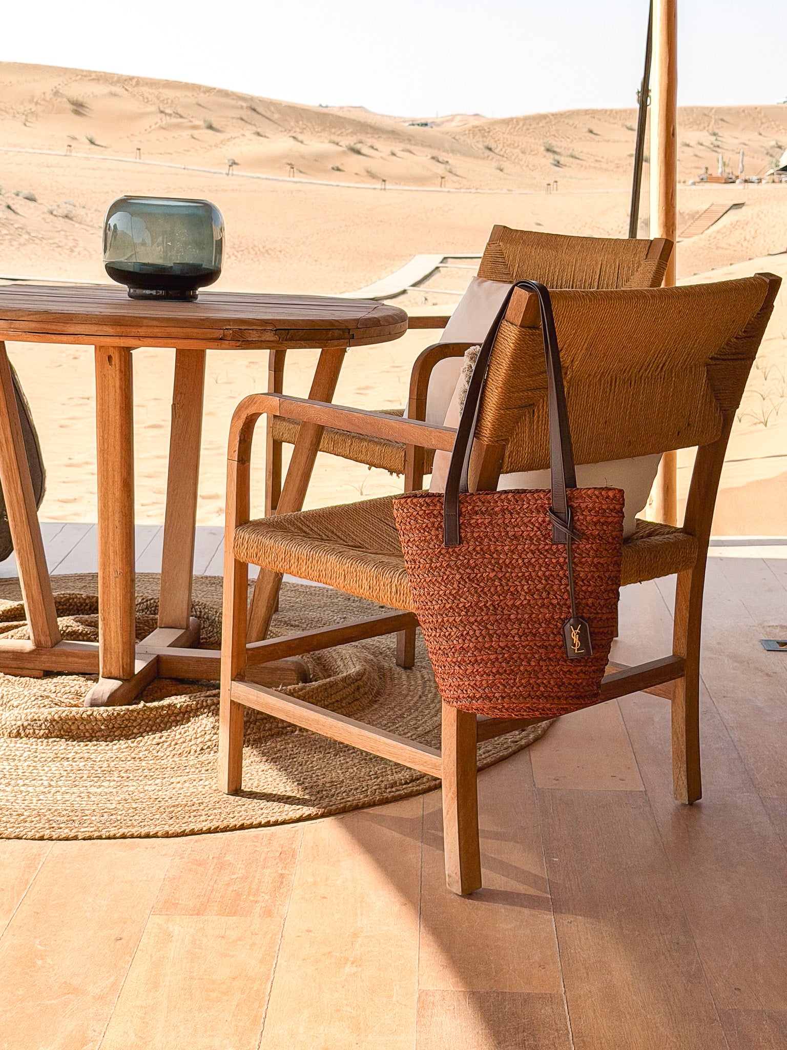 Korb Tasche Saint Laurent aus Stroh und Leder - Damen