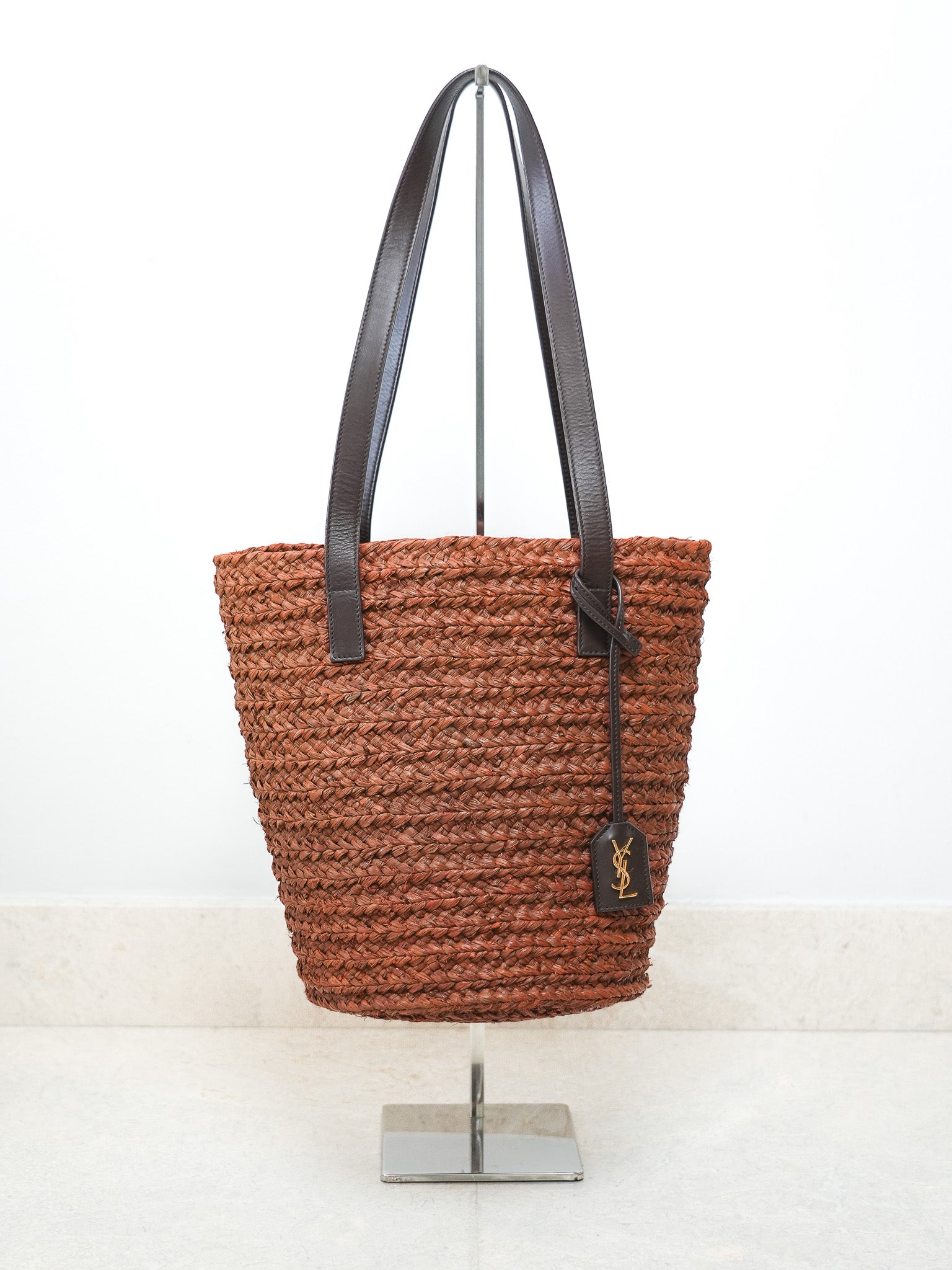 Korb Tasche Saint Laurent aus Stroh und Leder - Damen