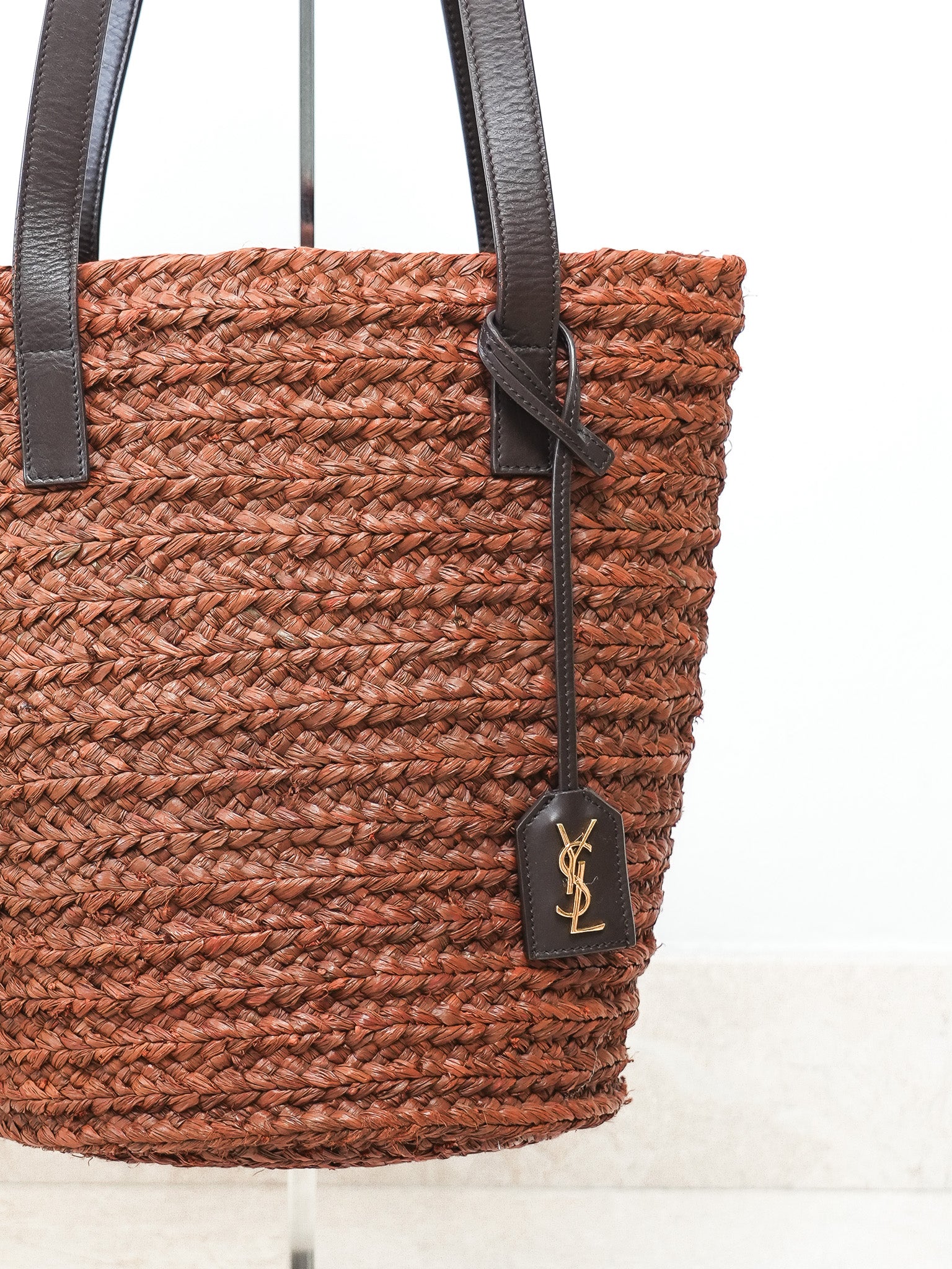 Korb Tasche Saint Laurent aus Stroh und Leder - Damen