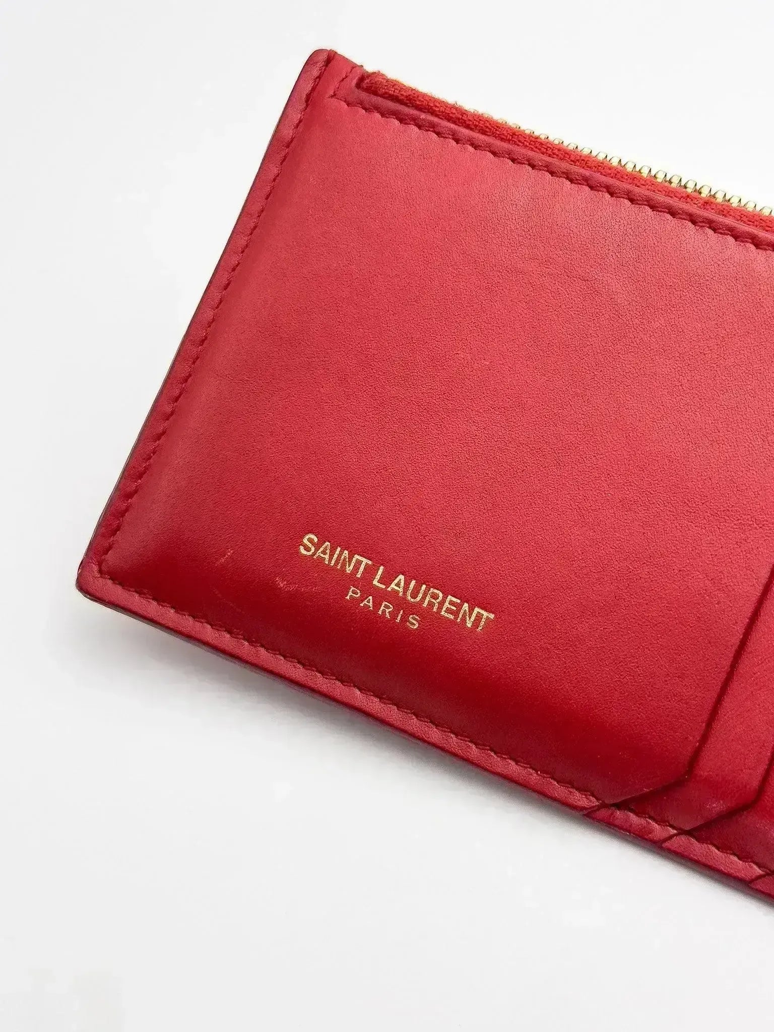 Saint Laurent - Portefeuille en cuir rouge - Atelier Victor