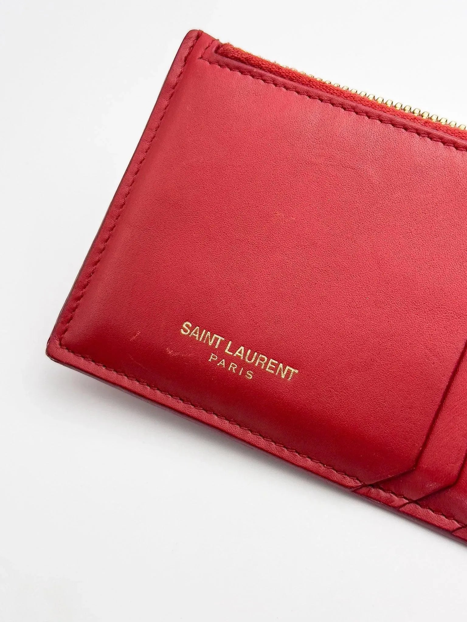 Saint Laurent - Portefeuille en cuir rouge - Atelier Victor Paris - Vintage Watch Shop Dubai