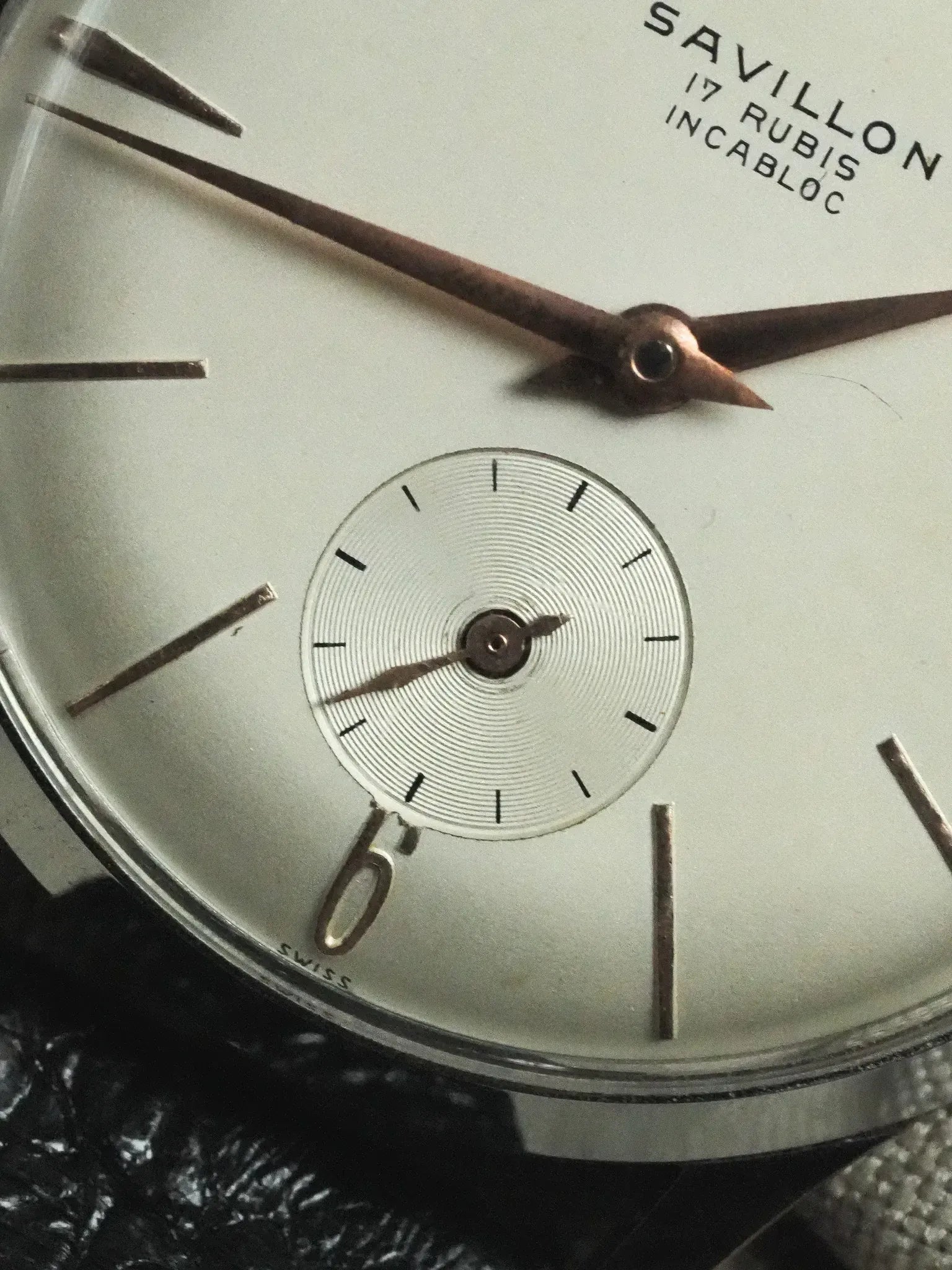Savillon - Montre habillée acier index or rose petite seconde - 1970s - Atelier Victor