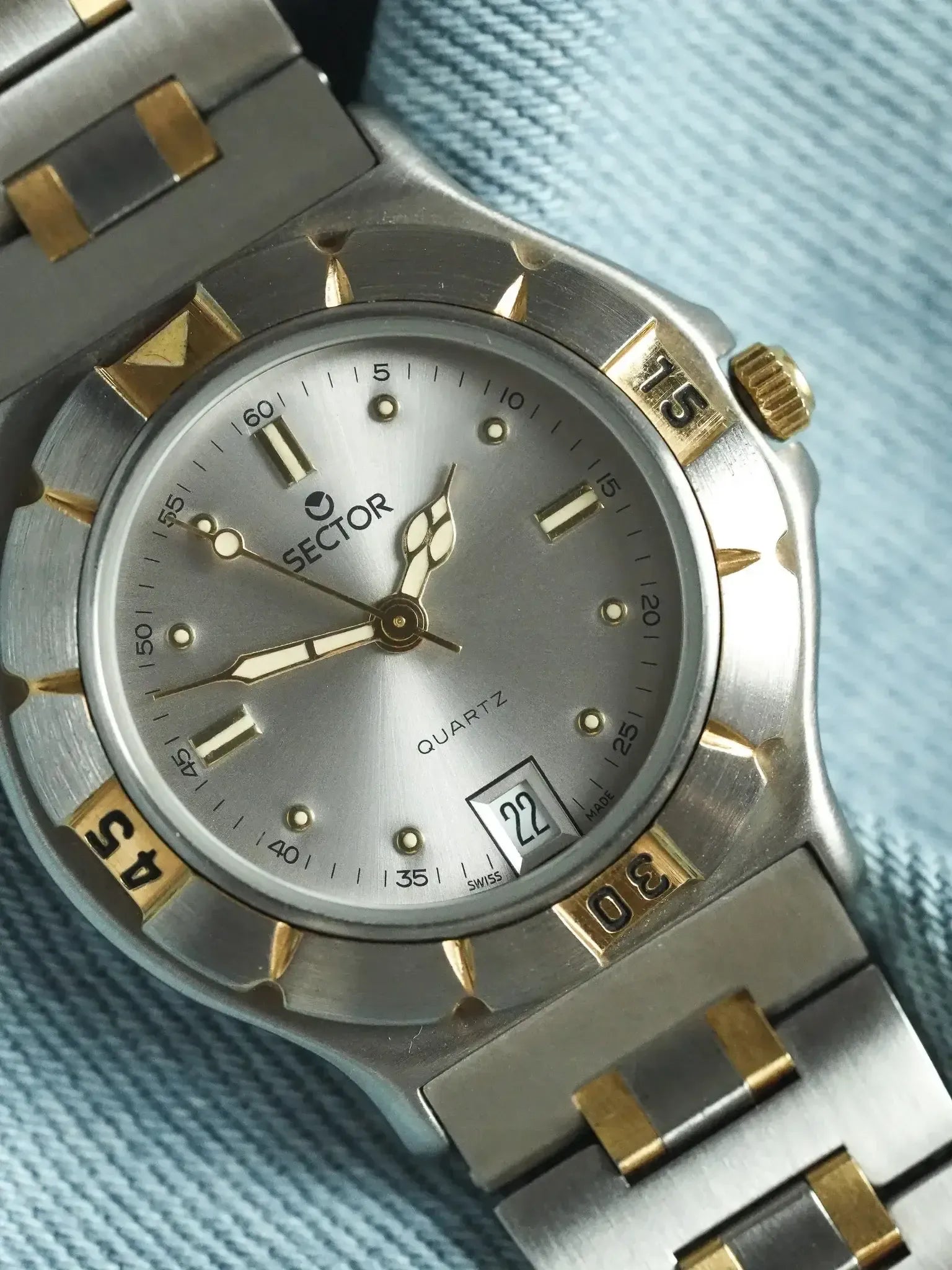 Sector - Acier Or Date 6h - 1990s - Atelier Victor