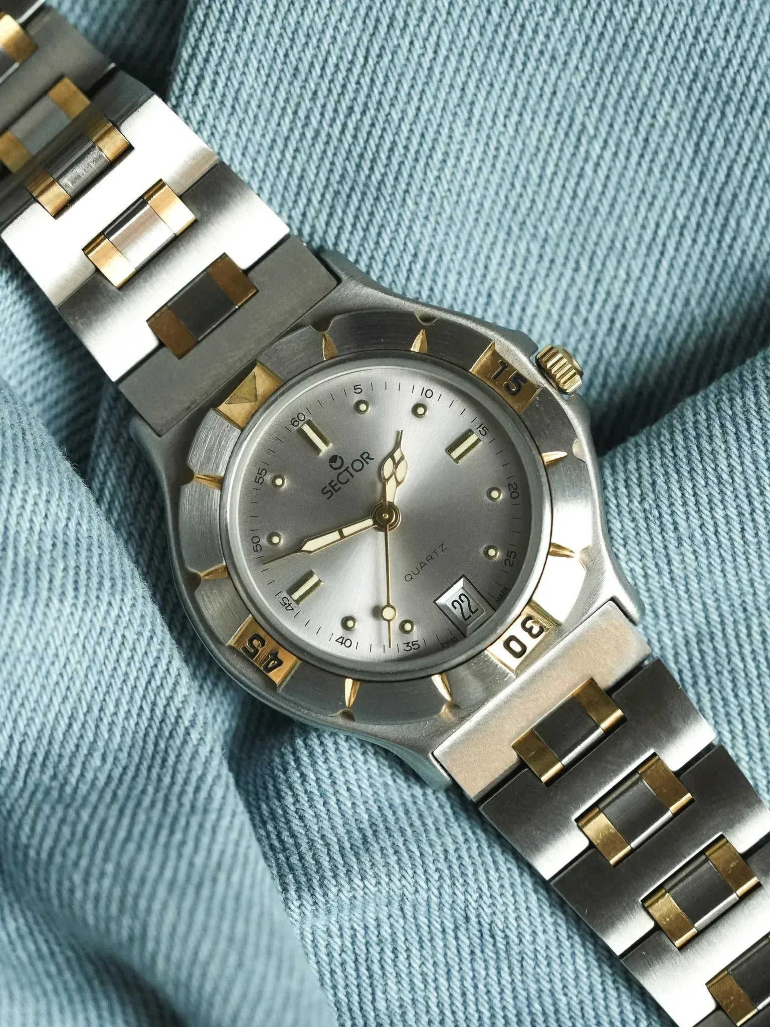 Sector - Acier Or Date 6h - 1990s - Atelier Victor