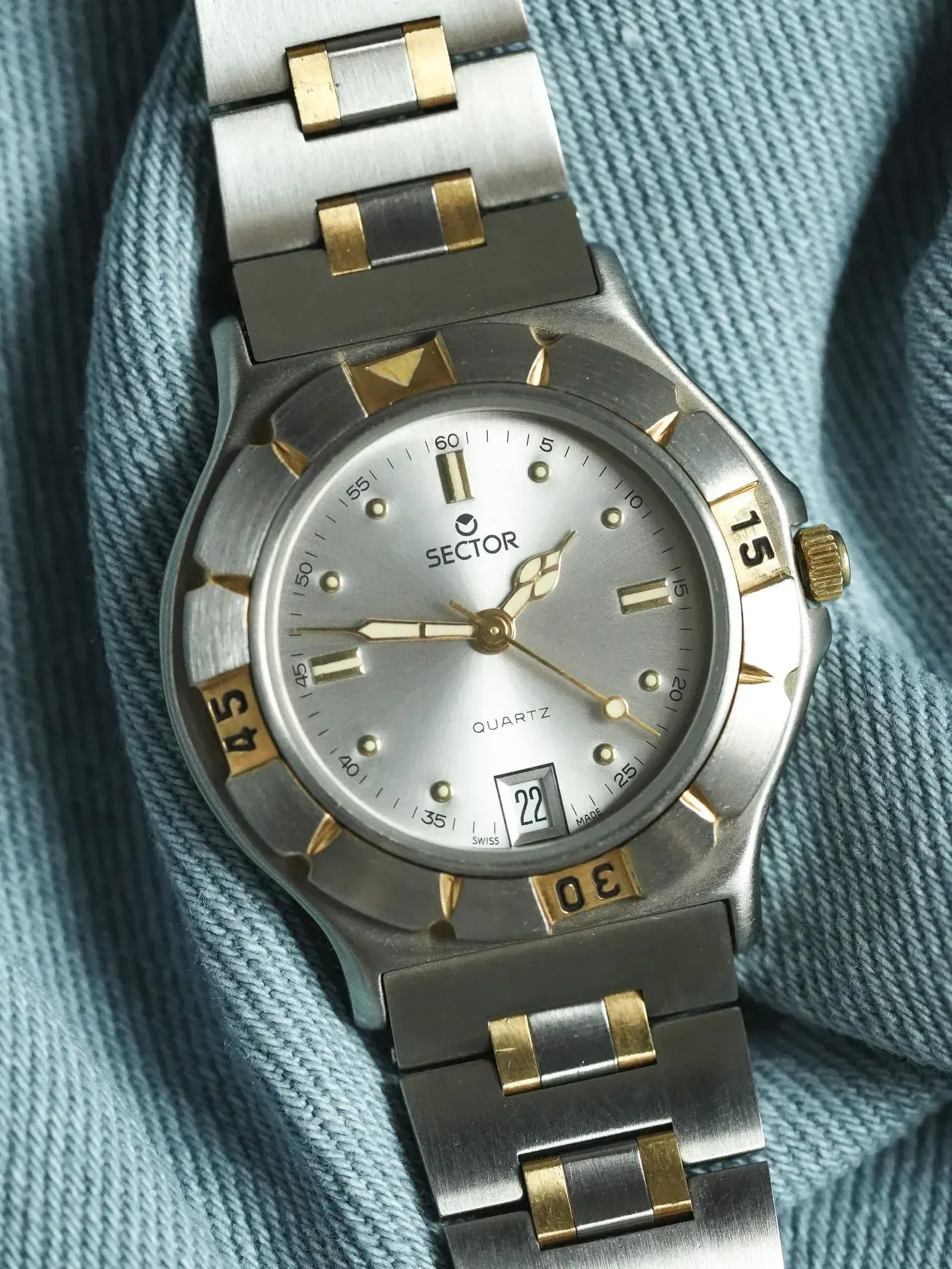 Sector - Acier Or Date 6h - 1990s - Atelier Victor