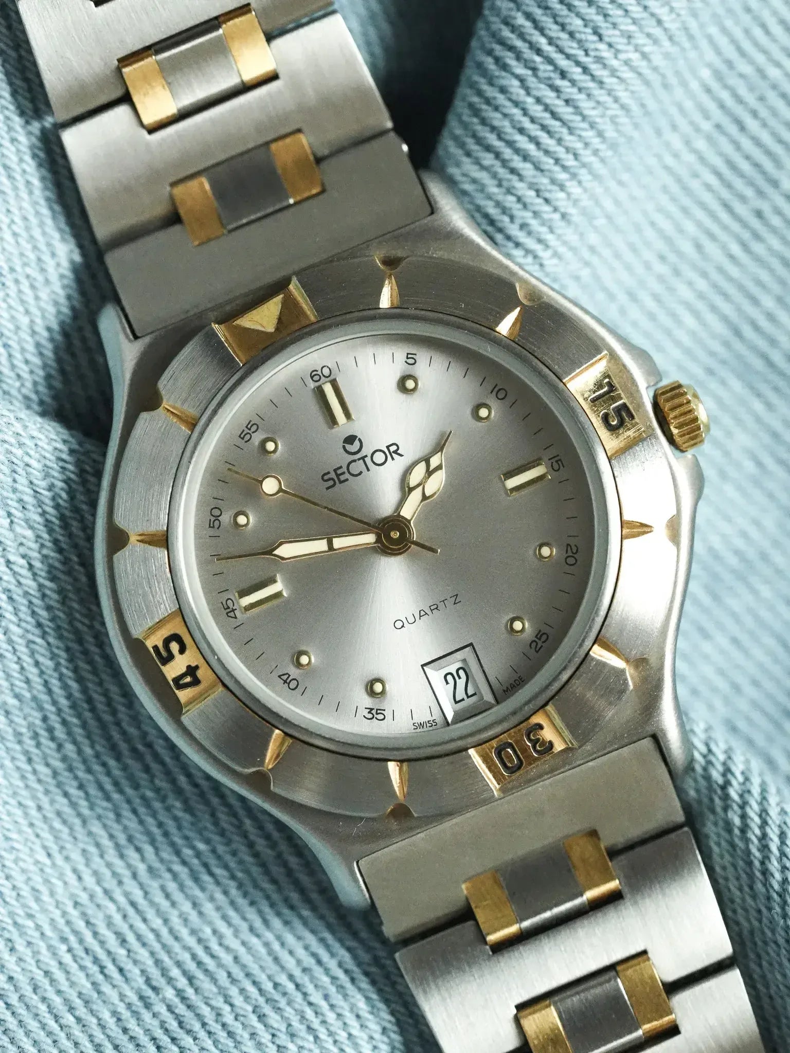 Sector - Acier Or Date 6h - 1990s - Atelier Victor