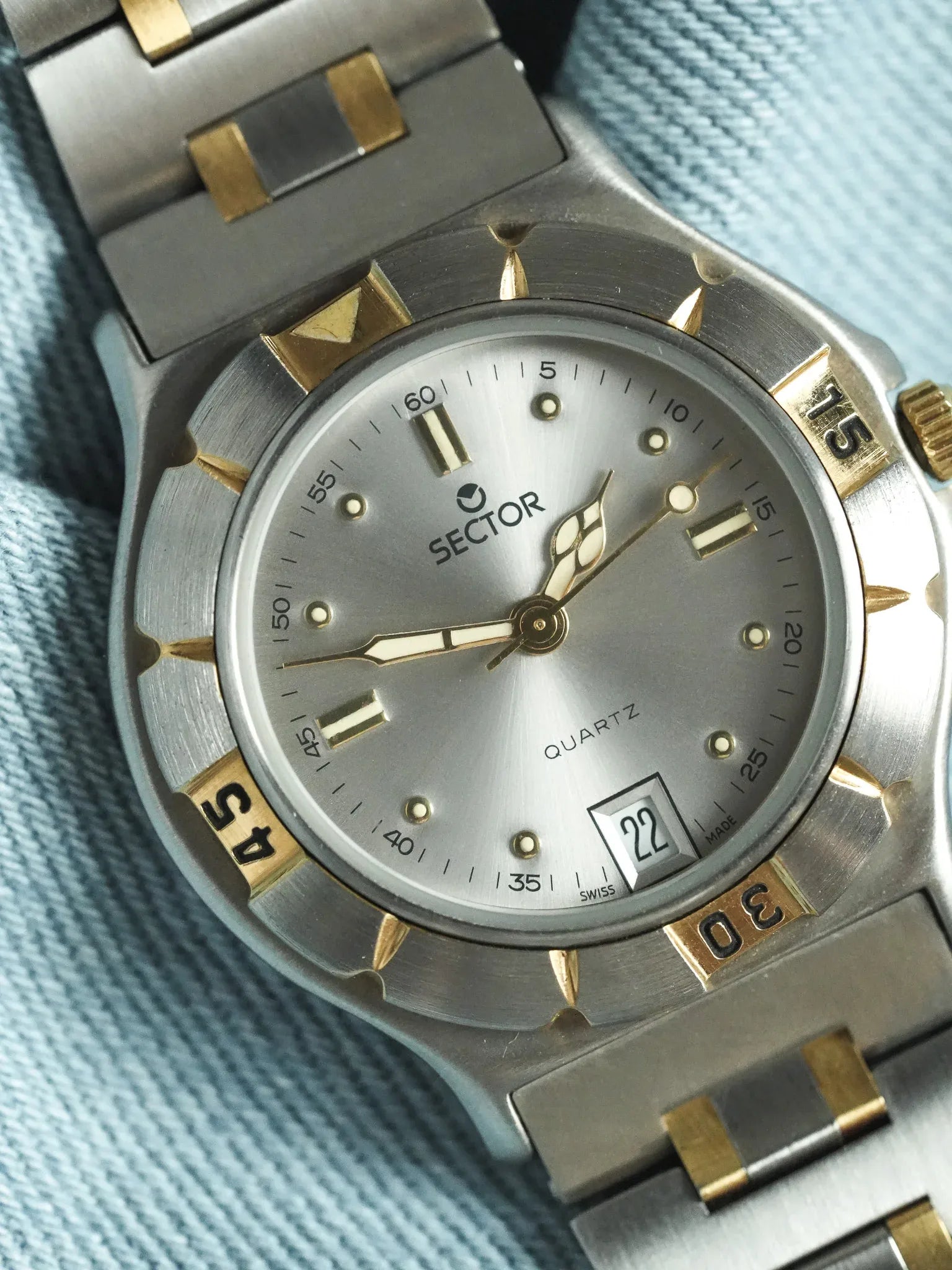 Sector - Acier Or Date 6h - 1990s - Atelier Victor