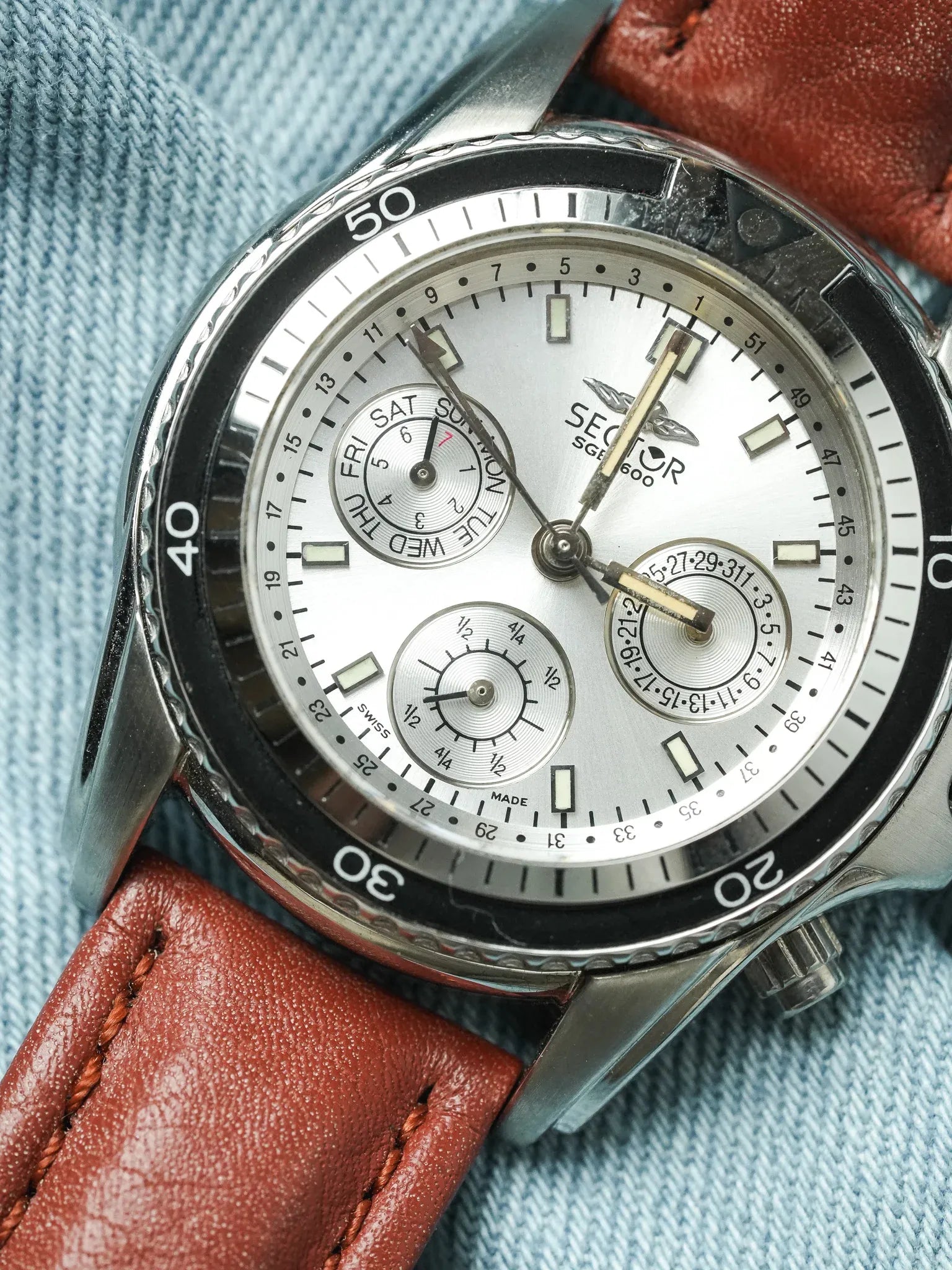 Sector - Chronographe Acier Calendar GMT - NOS - 1980s - Atelier Victor