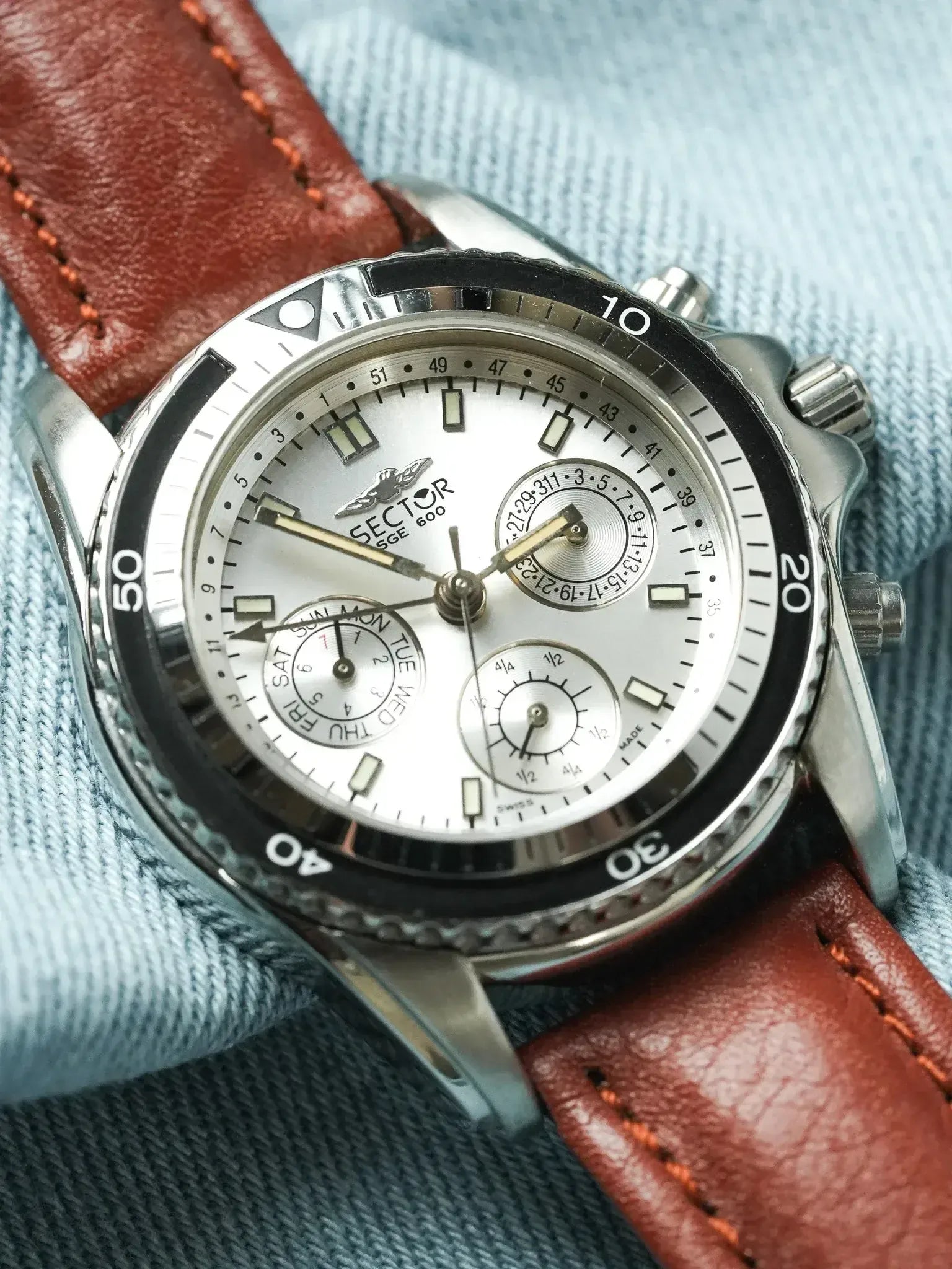 Sector - Chronographe Acier Calendar GMT - NOS - 1980s - Atelier Victor