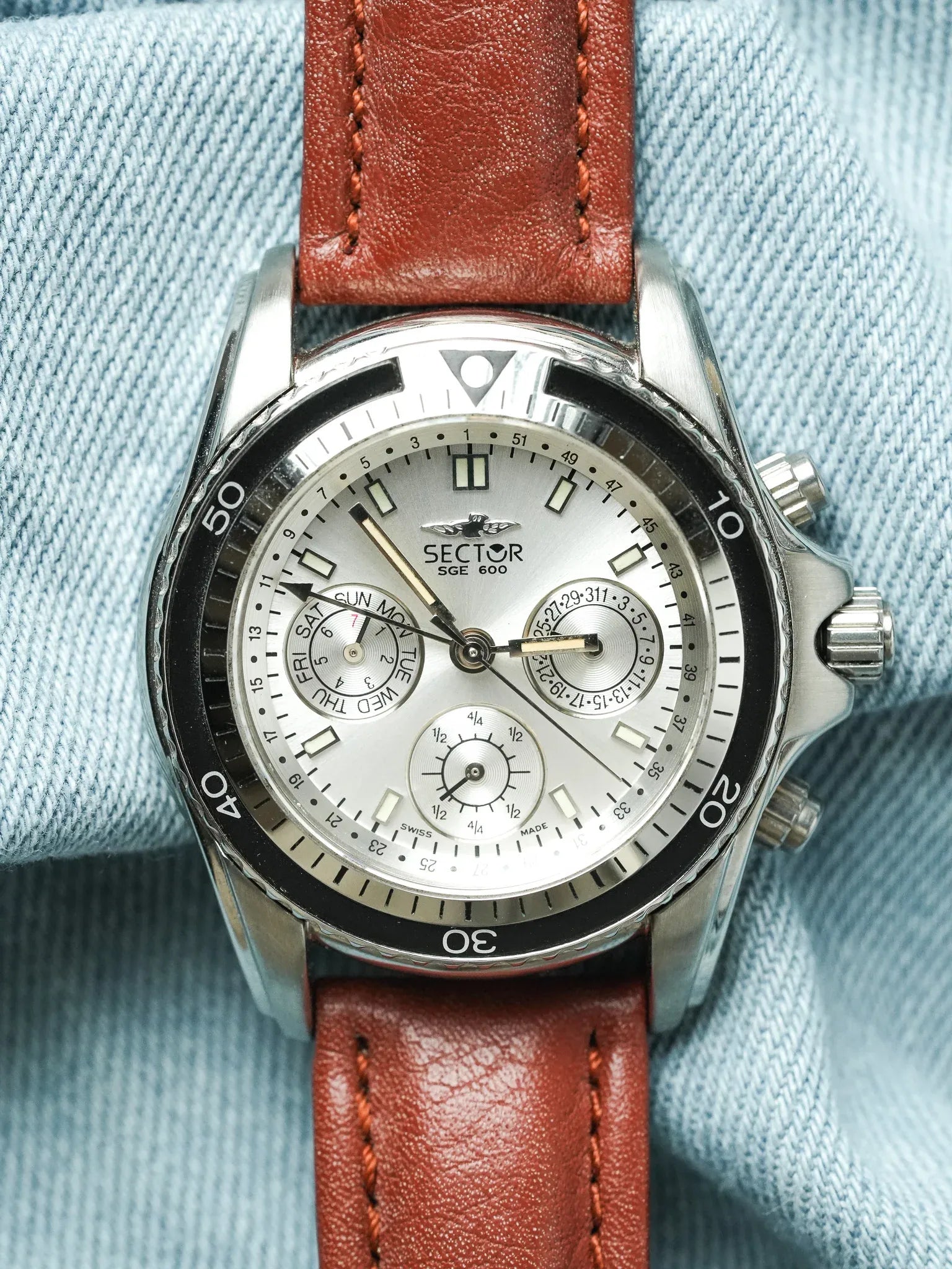 Sector - Chronographe Acier Calendar GMT - NOS - 1980s - Atelier Victor