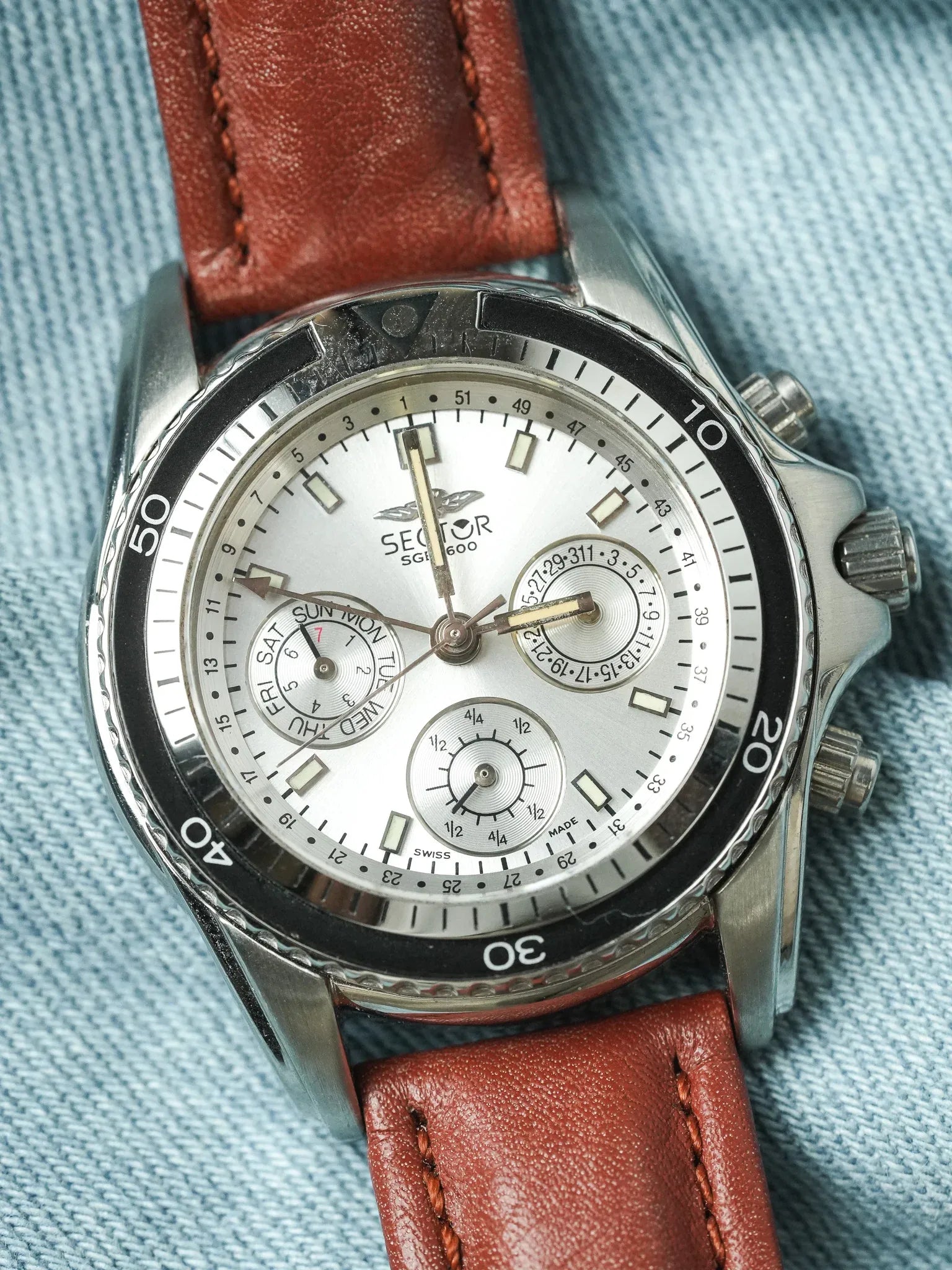 Sector - Chronographe Acier Calendar GMT - NOS - 1980s - Atelier Victor