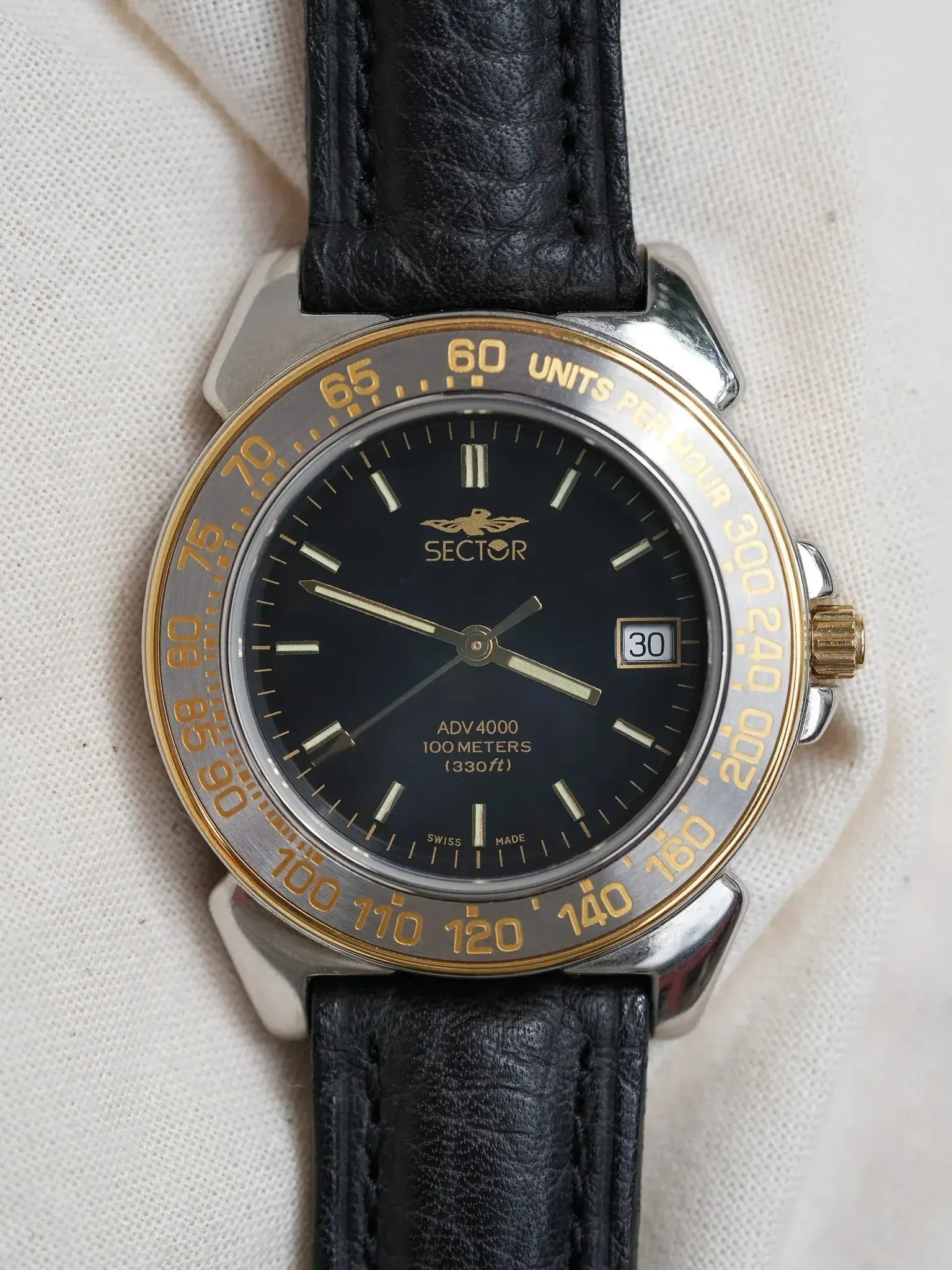 Sector - Scarab Acier Or Cadran Noir - NOS - 1980s - Atelier Victor