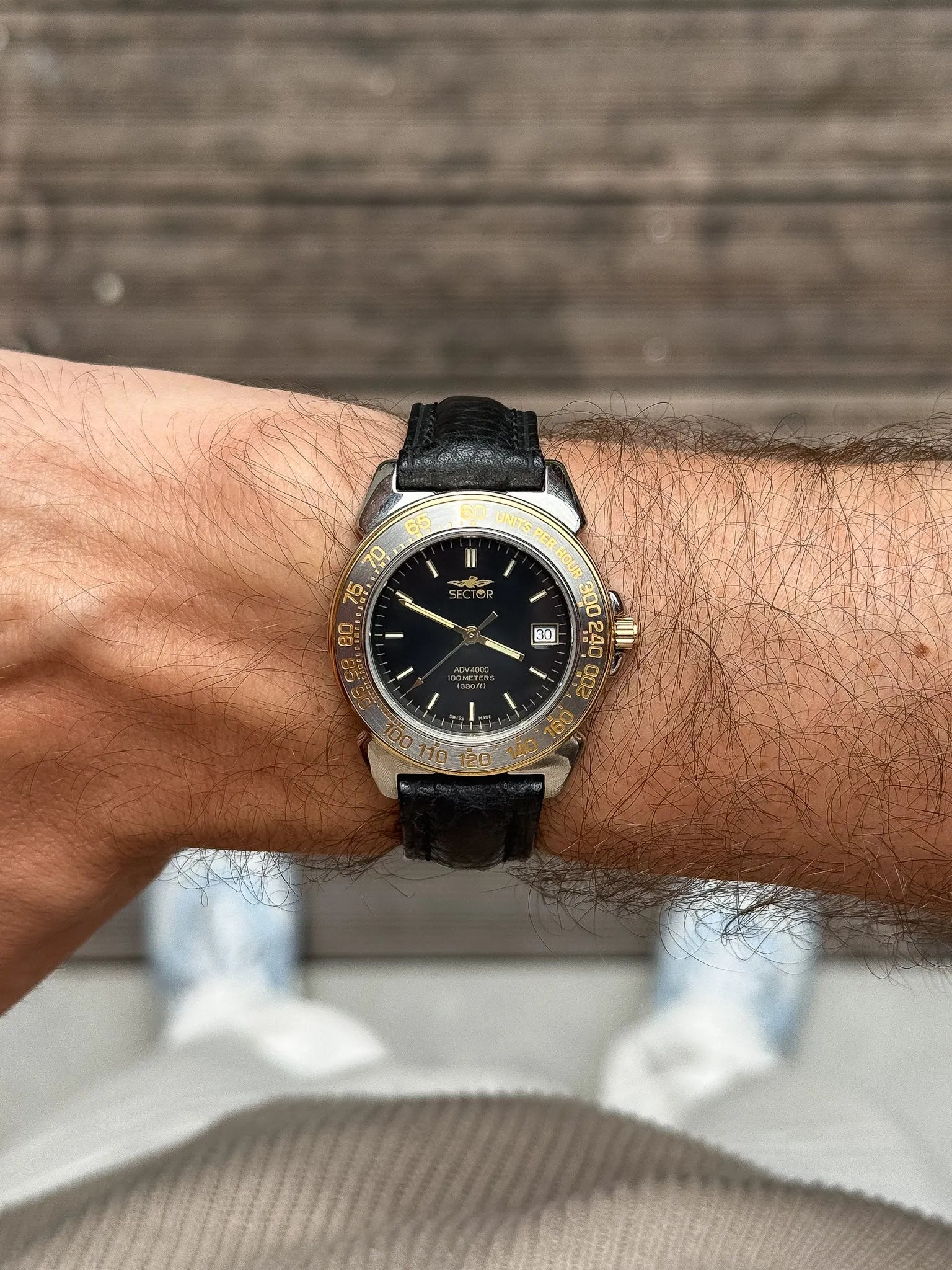 Sector - Scarab Acier Or Cadran Noir - NOS - 1980s - Atelier Victor