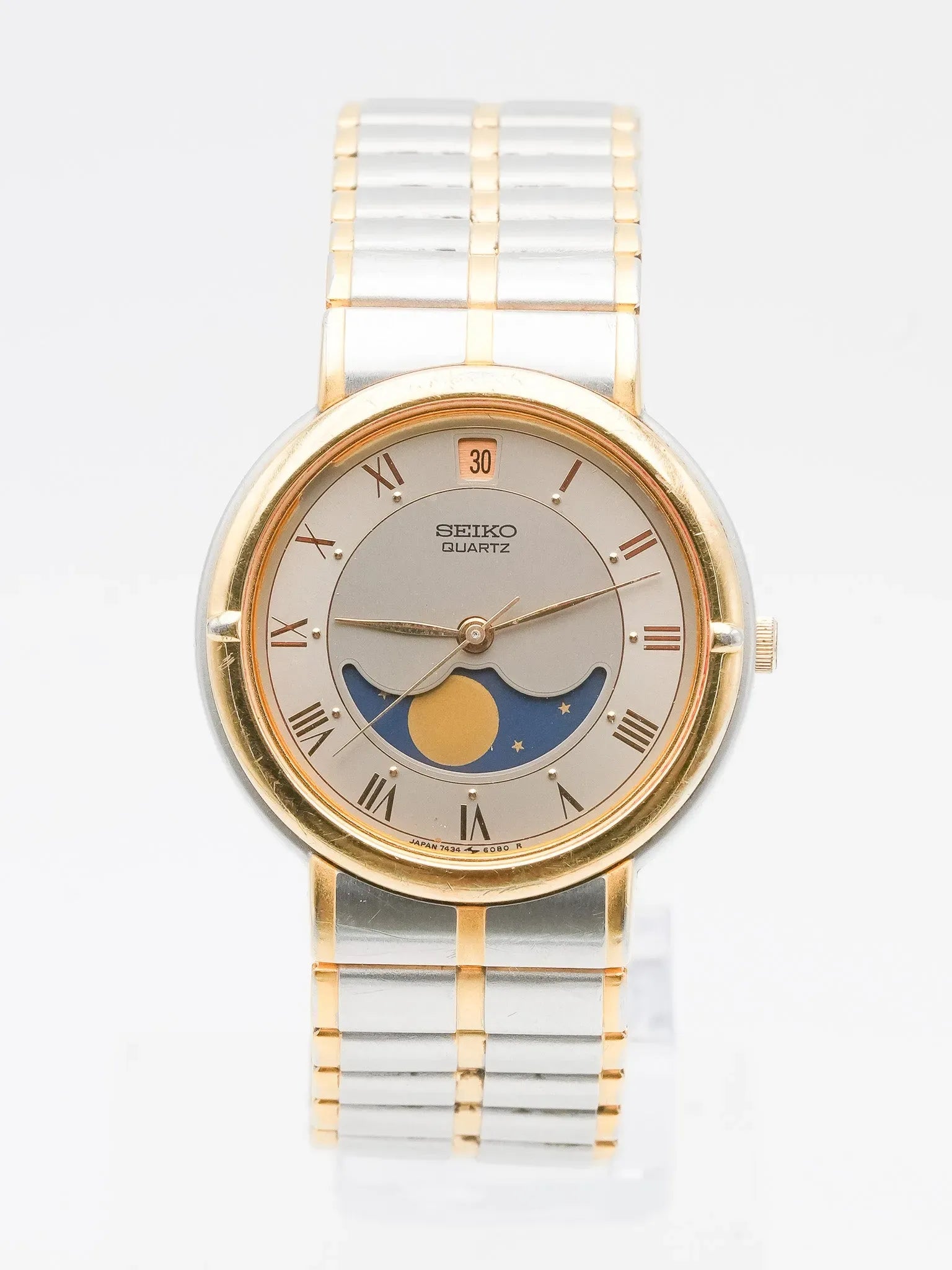 Seiko - Acier Or Phase de lune Romain - 1986 - Atelier Victor - Vintage Shop