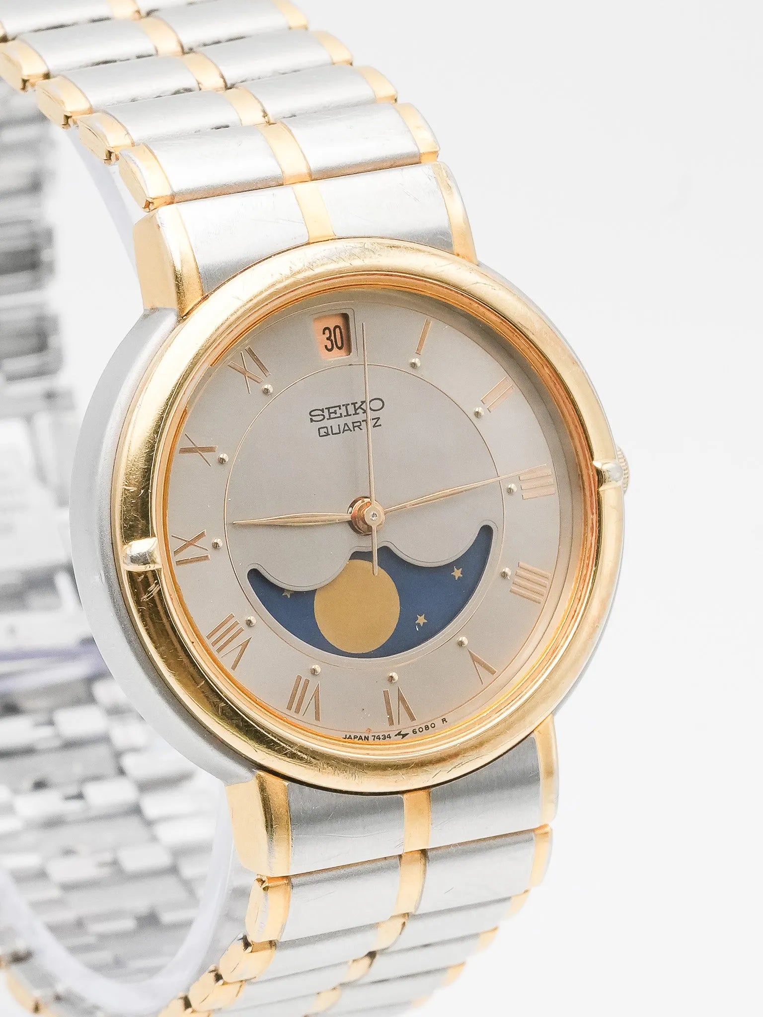 Seiko - Acier Or Phase de lune Romain - 1986 - Atelier Victor - Vintage Shop