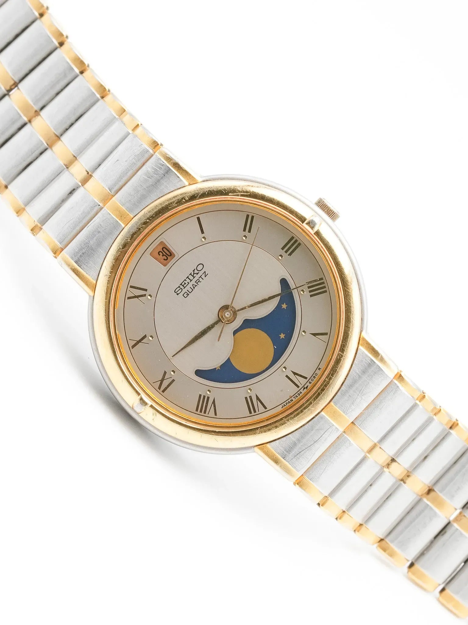 Seiko - Acier Or Phase de lune Romain - 1986 - Atelier Victor - Vintage Shop