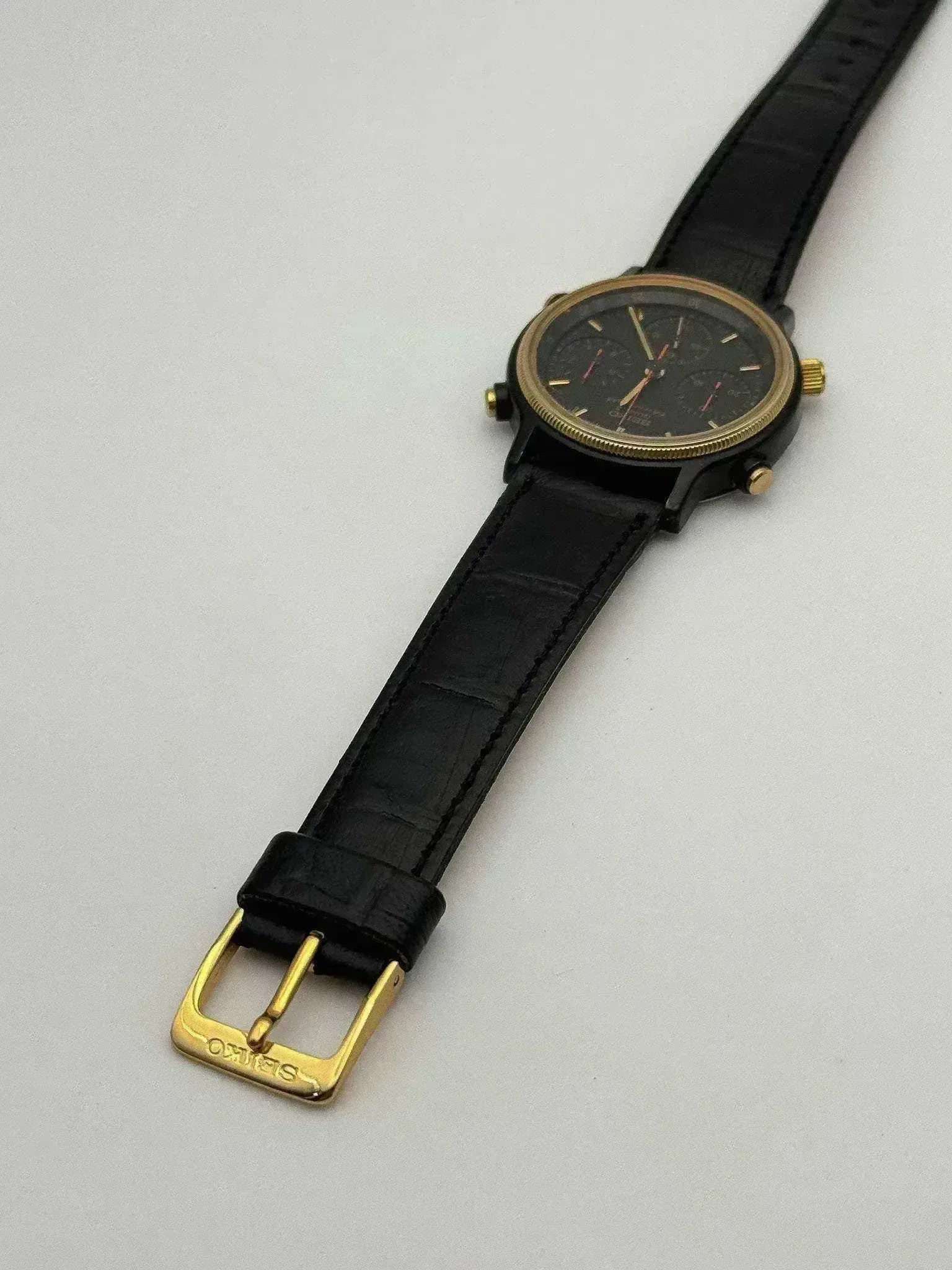 Seiko - Black Chronograph Leather - 1984 - Atelier Victor