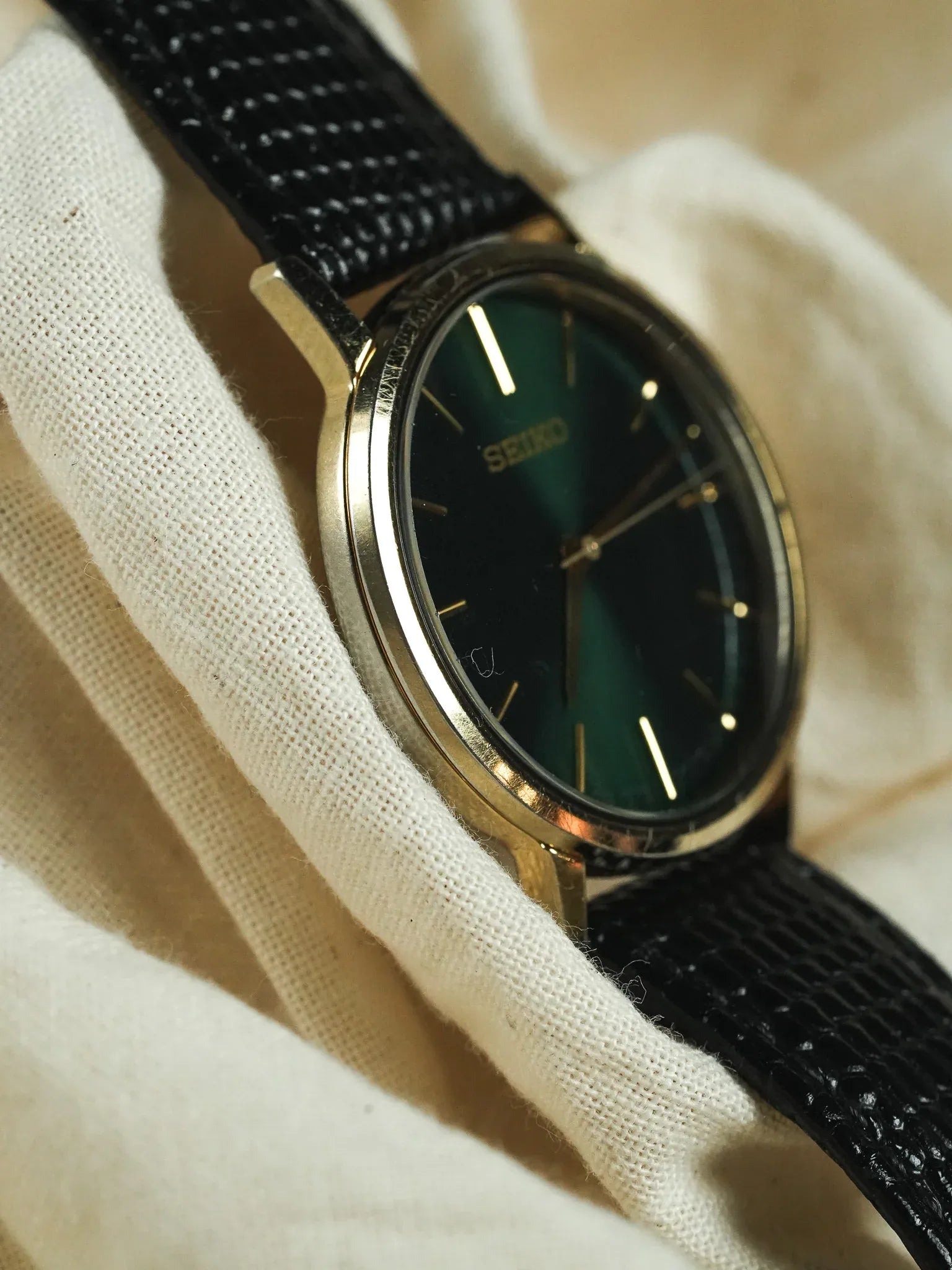 Seiko - Cadran Vert brillant index or - 2000s - Atelier Victor - Vintage Shop
