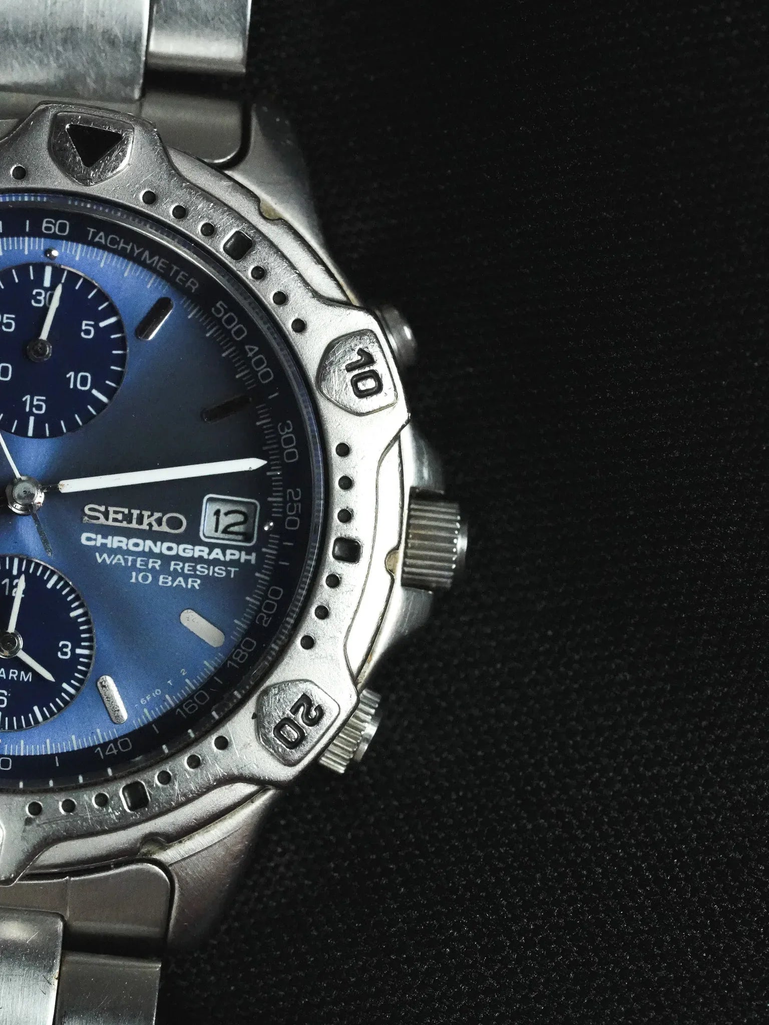 Seiko - Chronographe Alarme Bleu acier - 1993 - Atelier Victor - Vintage Shop