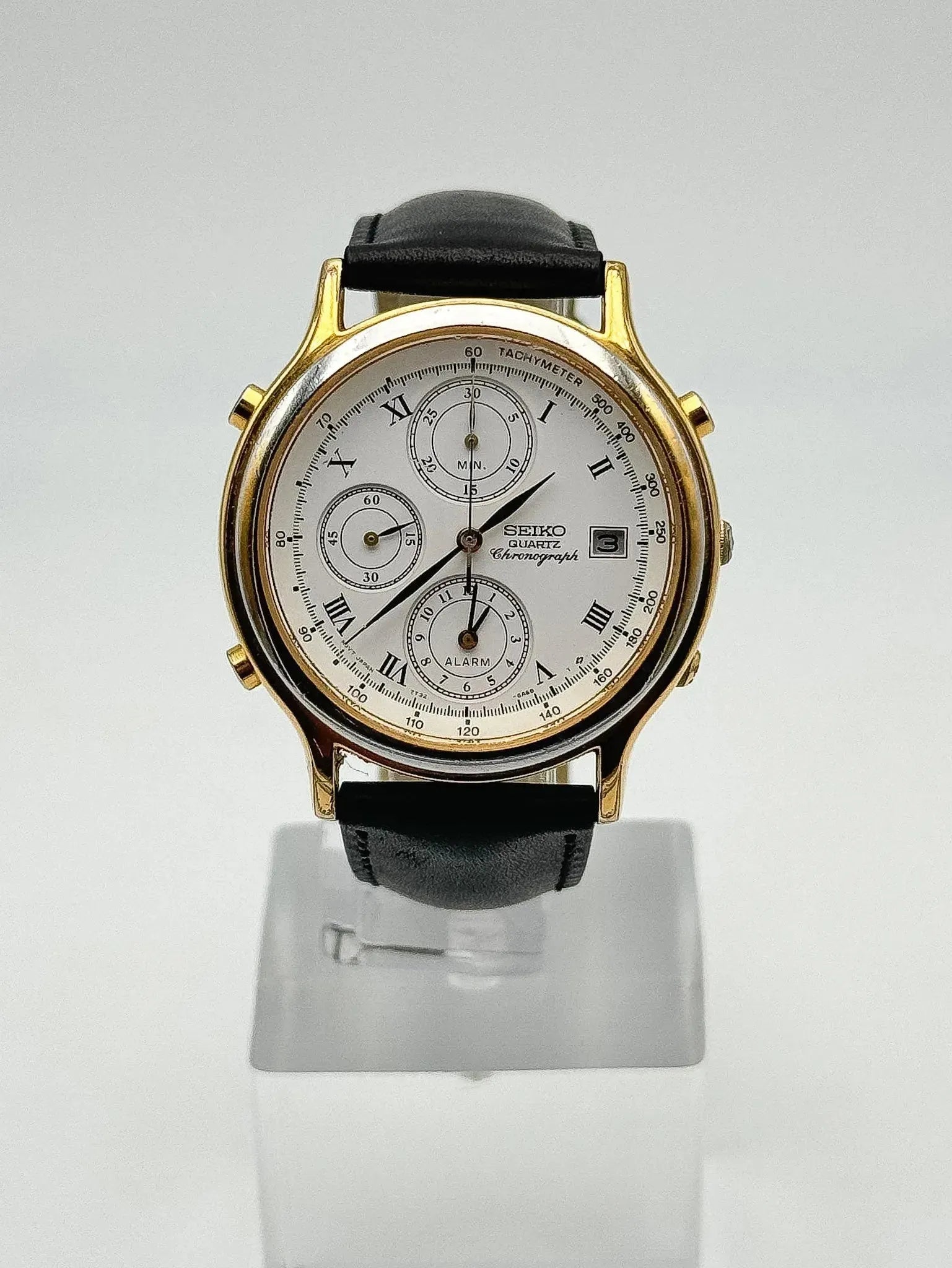 Seiko - Chronographe Alarme Or Cadran Blanc - 1994 - Atelier Victor