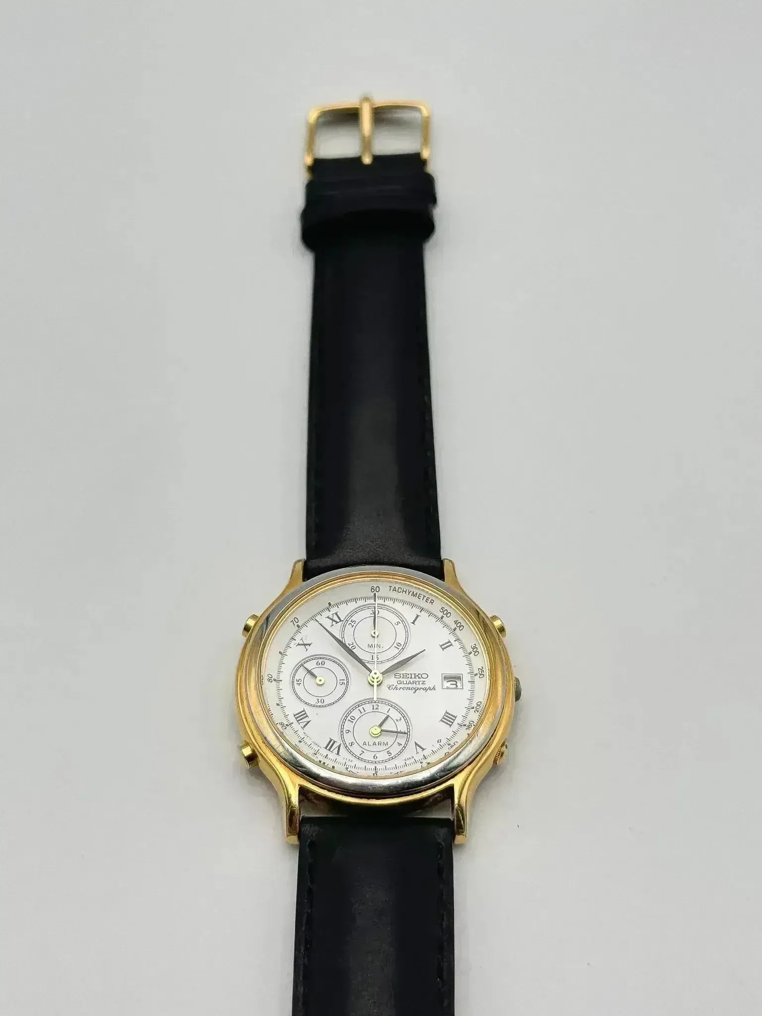 Seiko - Chronographe Alarme Or Cadran Blanc - 1994 - Atelier Victor