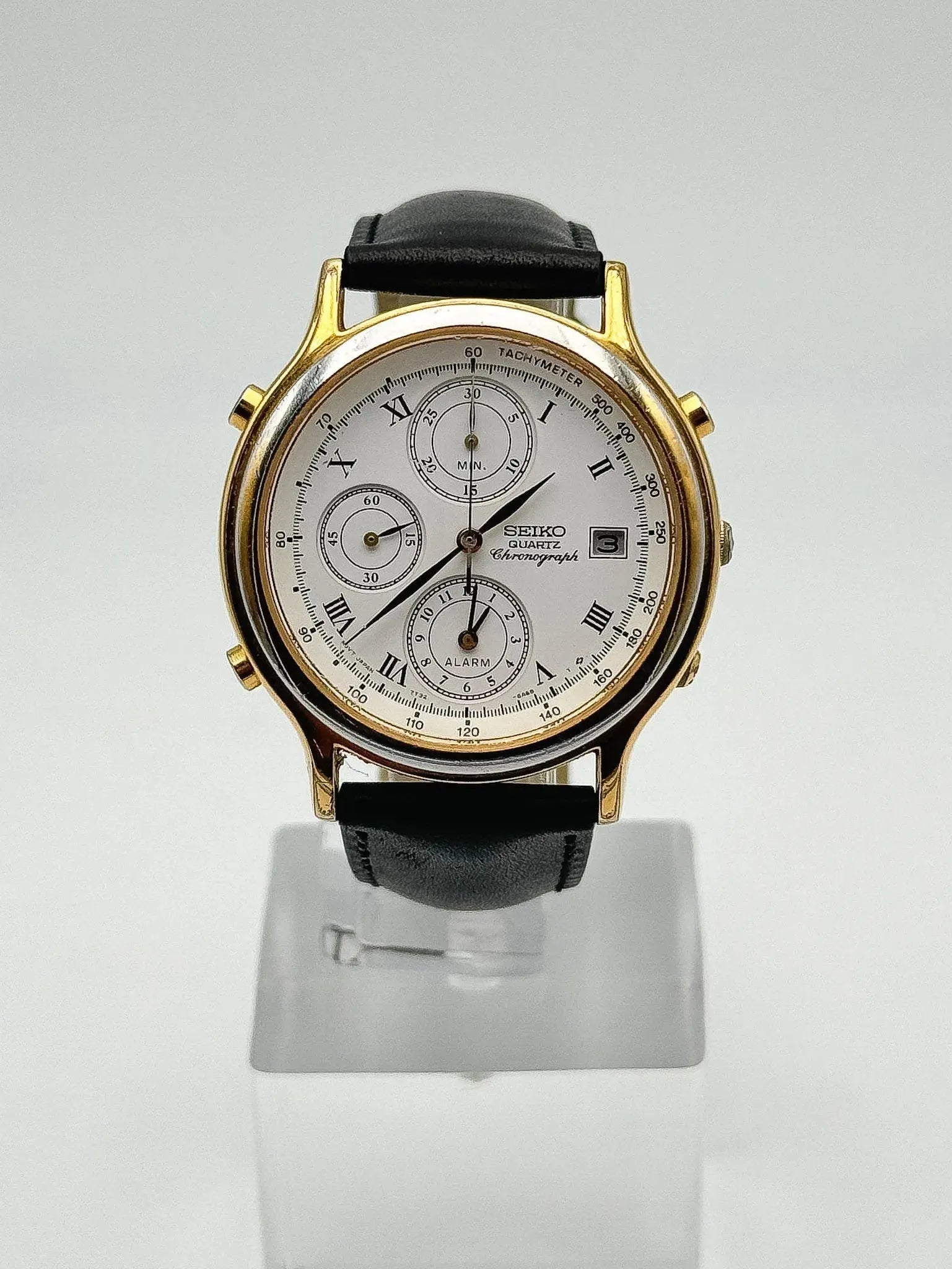 Seiko - Chronographe Alarme Or Cadran Blanc - 1994 - Atelier Victor - Vintage Shop