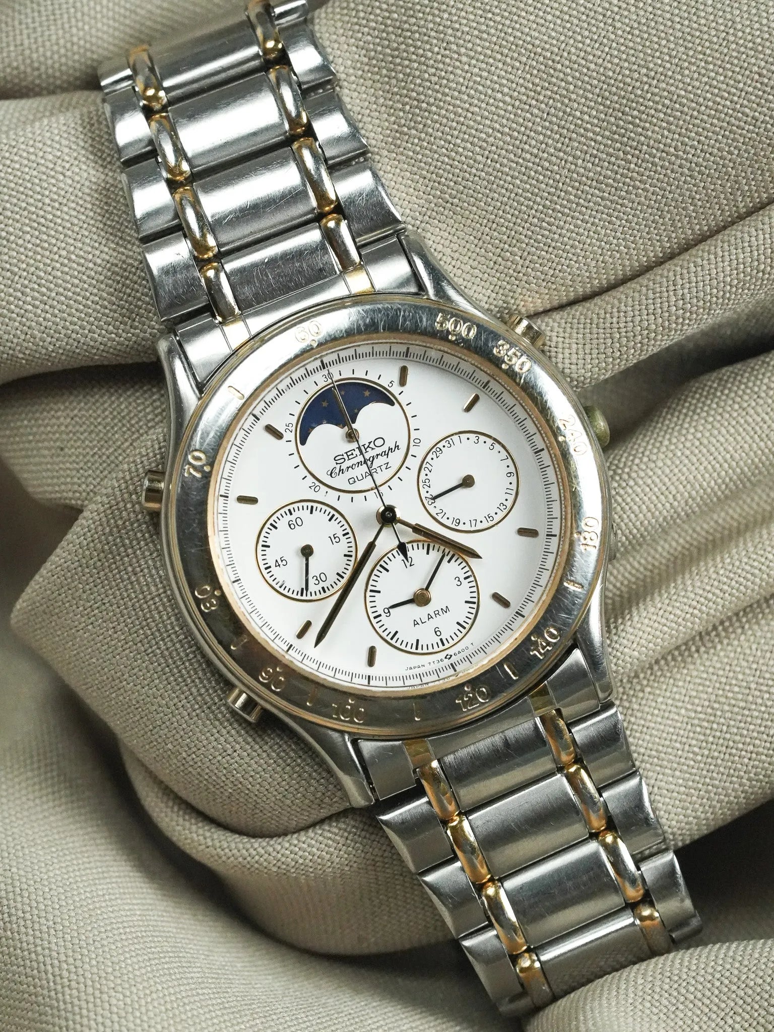 Seiko - Chronographe Bicolore Phase de lune Chronographe - 1989 - Atelier Victor - Vintage Shop