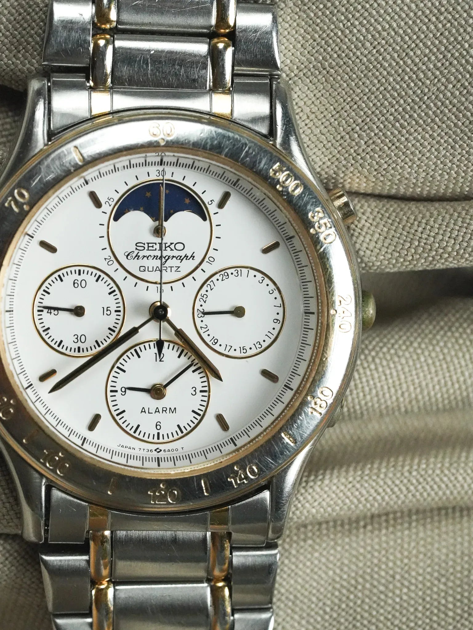 Seiko - Chronographe Bicolore Phase de lune Chronographe - 1989 - Atelier Victor - Vintage Shop