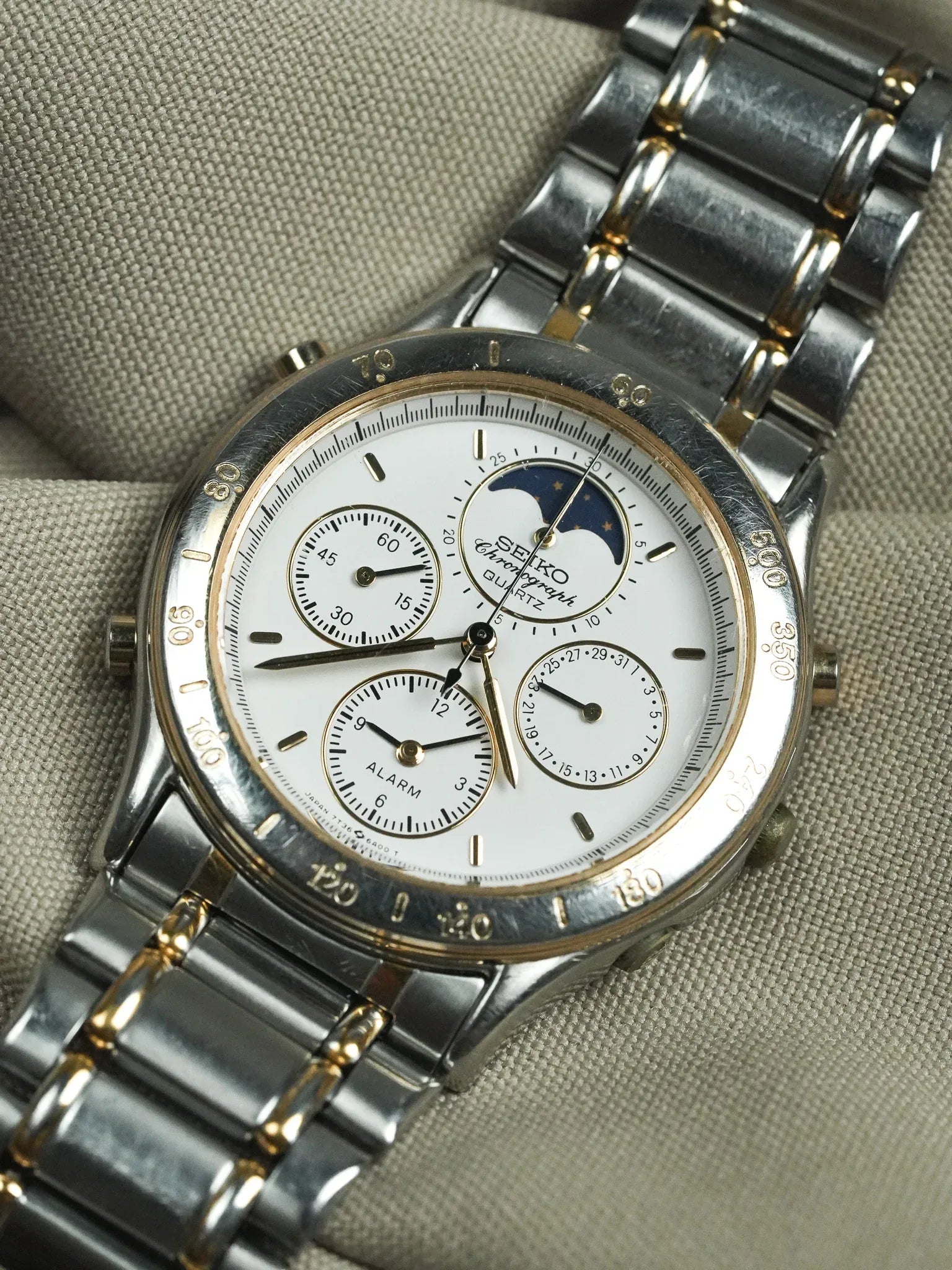 Seiko - Chronographe Bicolore Phase de lune Chronographe - 1989 - Atelier Victor - Vintage Shop