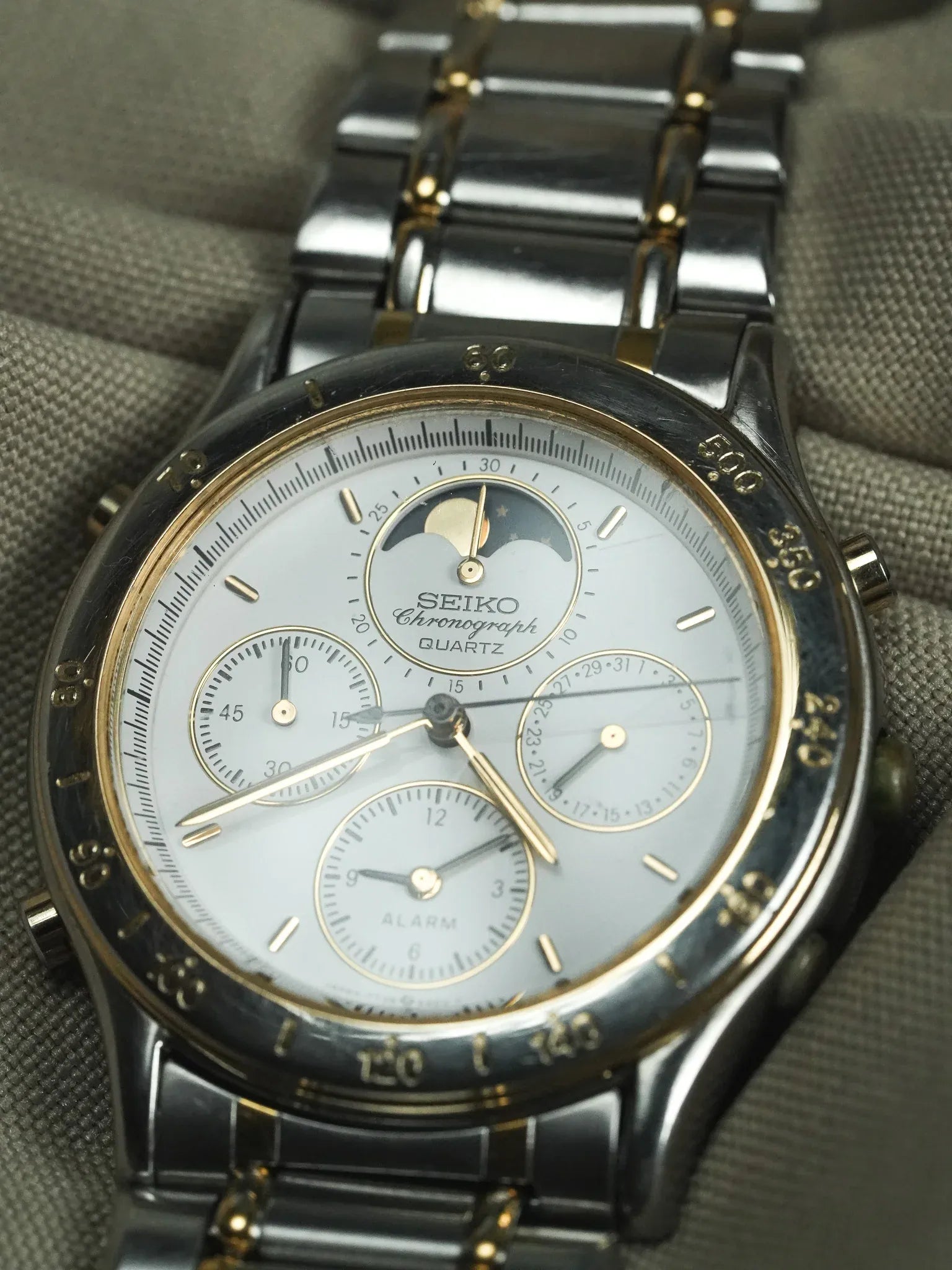 Seiko - Chronographe Bicolore Phase de lune Chronographe - 1989 - Atelier Victor - Vintage Shop