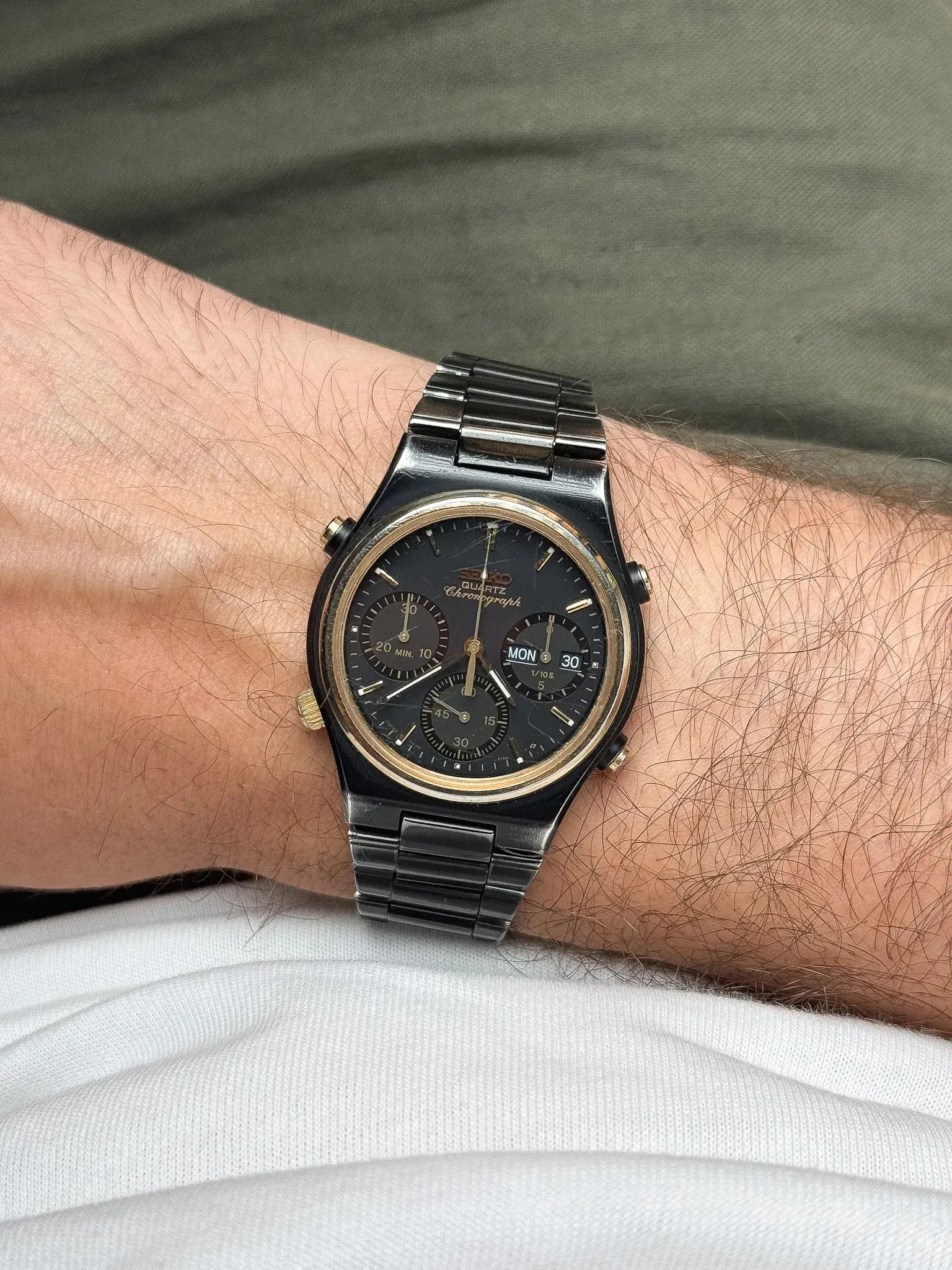 Seiko - Chronographe Noir DayDate - 1984 - Atelier Victor