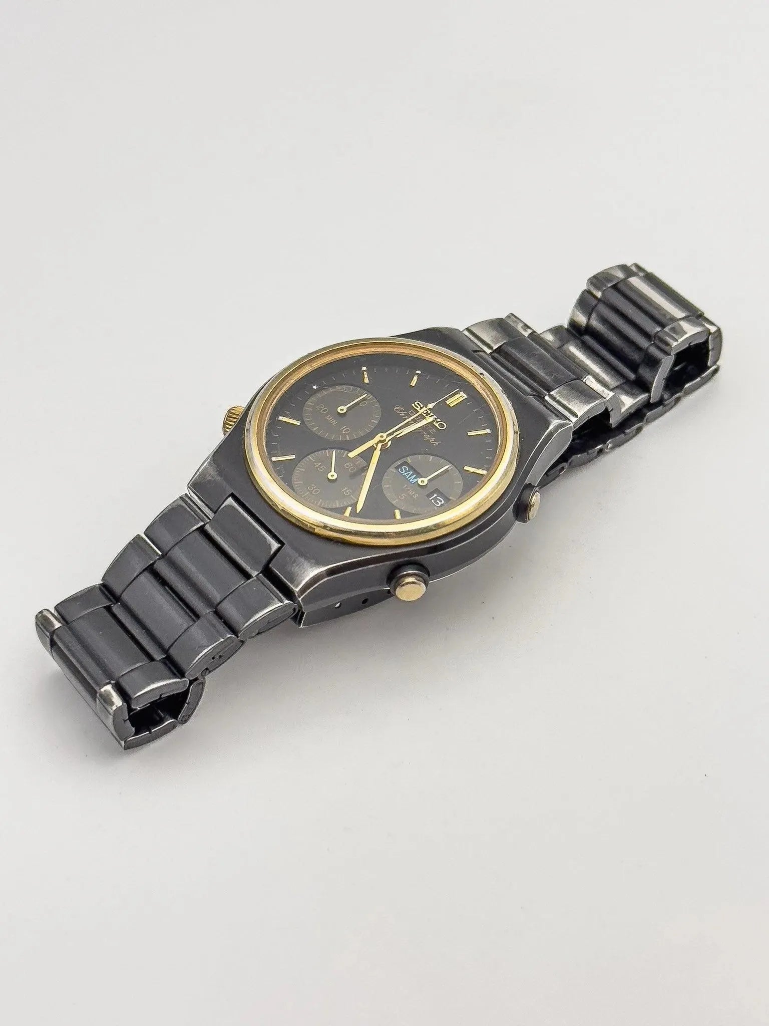 Seiko - Chronographe Noir DayDate - 1984 - Atelier Victor - Vintage Shop
