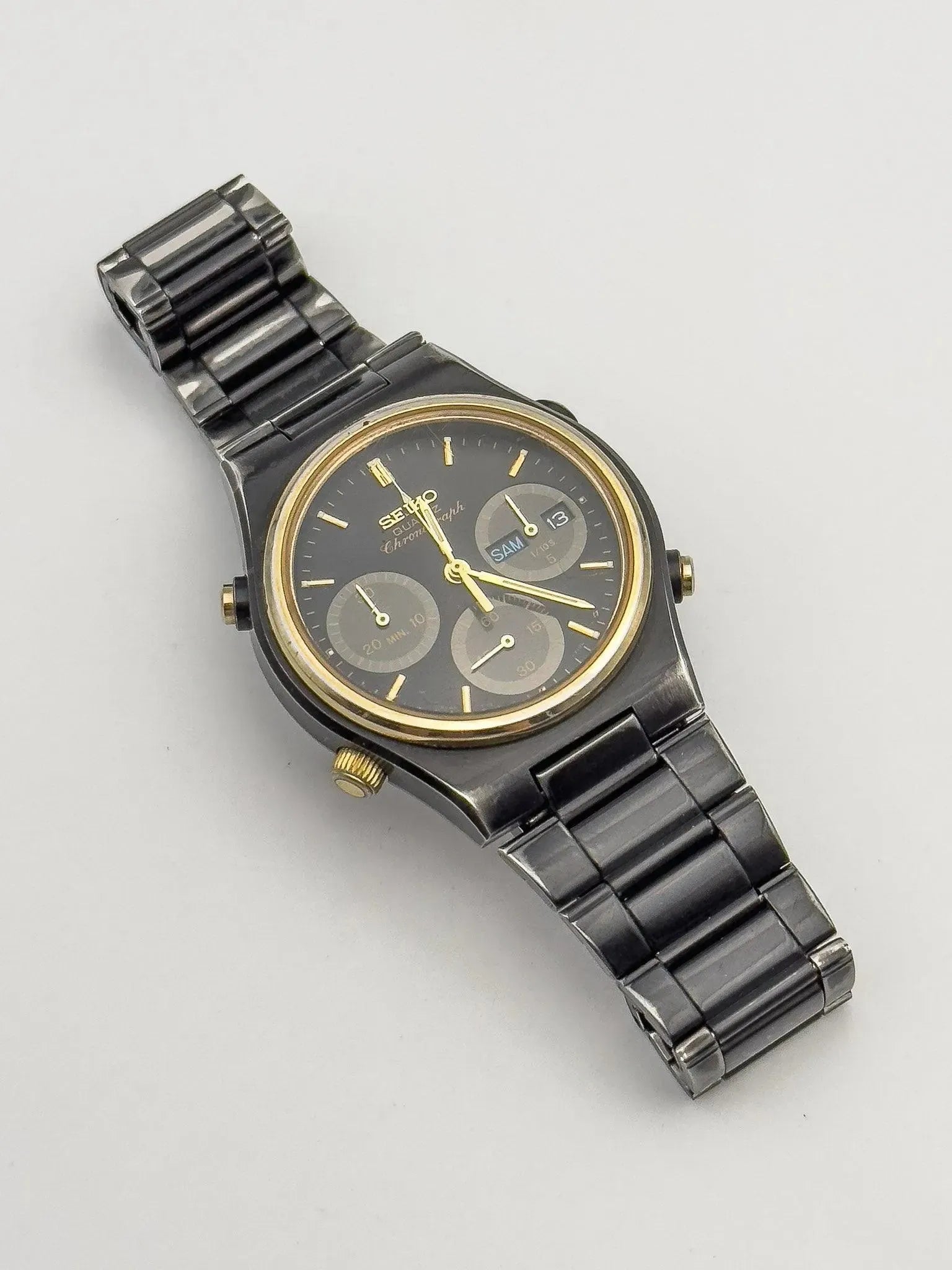 Seiko - Chronographe Noir DayDate - 1984 - Atelier Victor - Vintage Shop