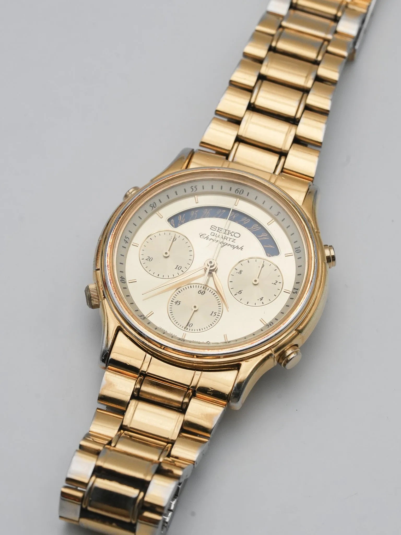 Seiko - Chronographe Or Date Bleu - 1986 - Atelier Victor - Vintage Shop