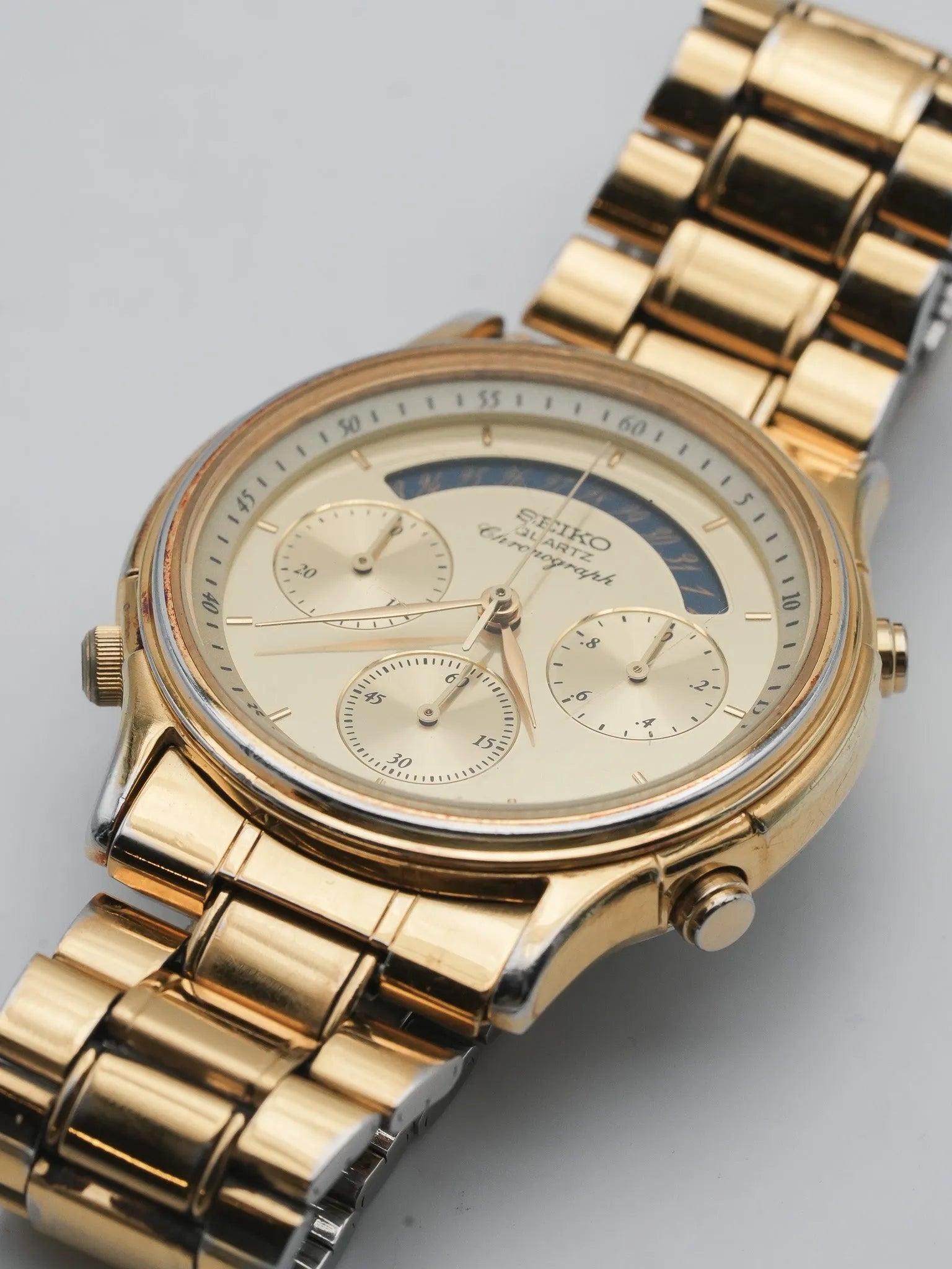 Seiko - Chronographe Or Date Bleu - 1986 - Atelier Victor - Vintage Shop