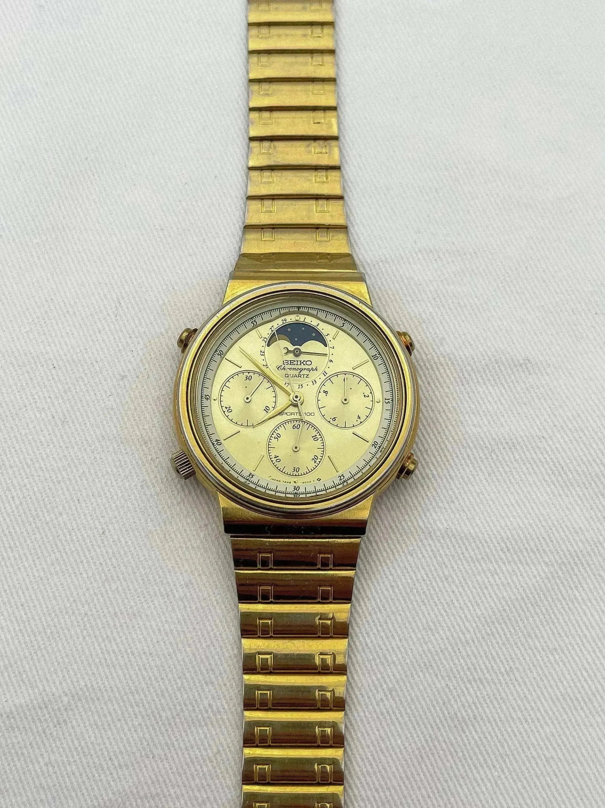 Seiko - Chronographe or Quartz Phase de lune - 1986 - Atelier Victor