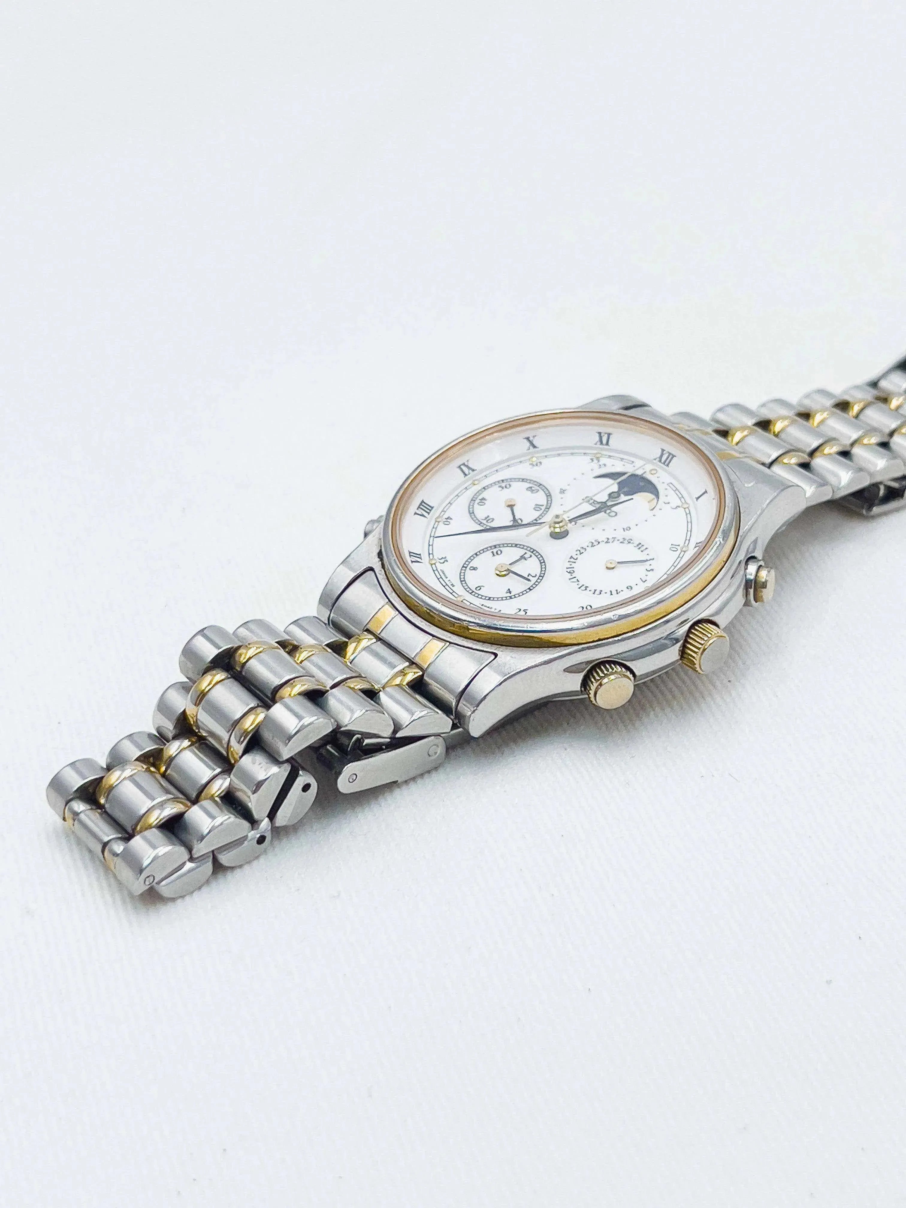 Seiko - Chronographe Phase de lune Acier Gold - 1990 - Atelier Victor Paris - Vintage Watch Shop Dubai
