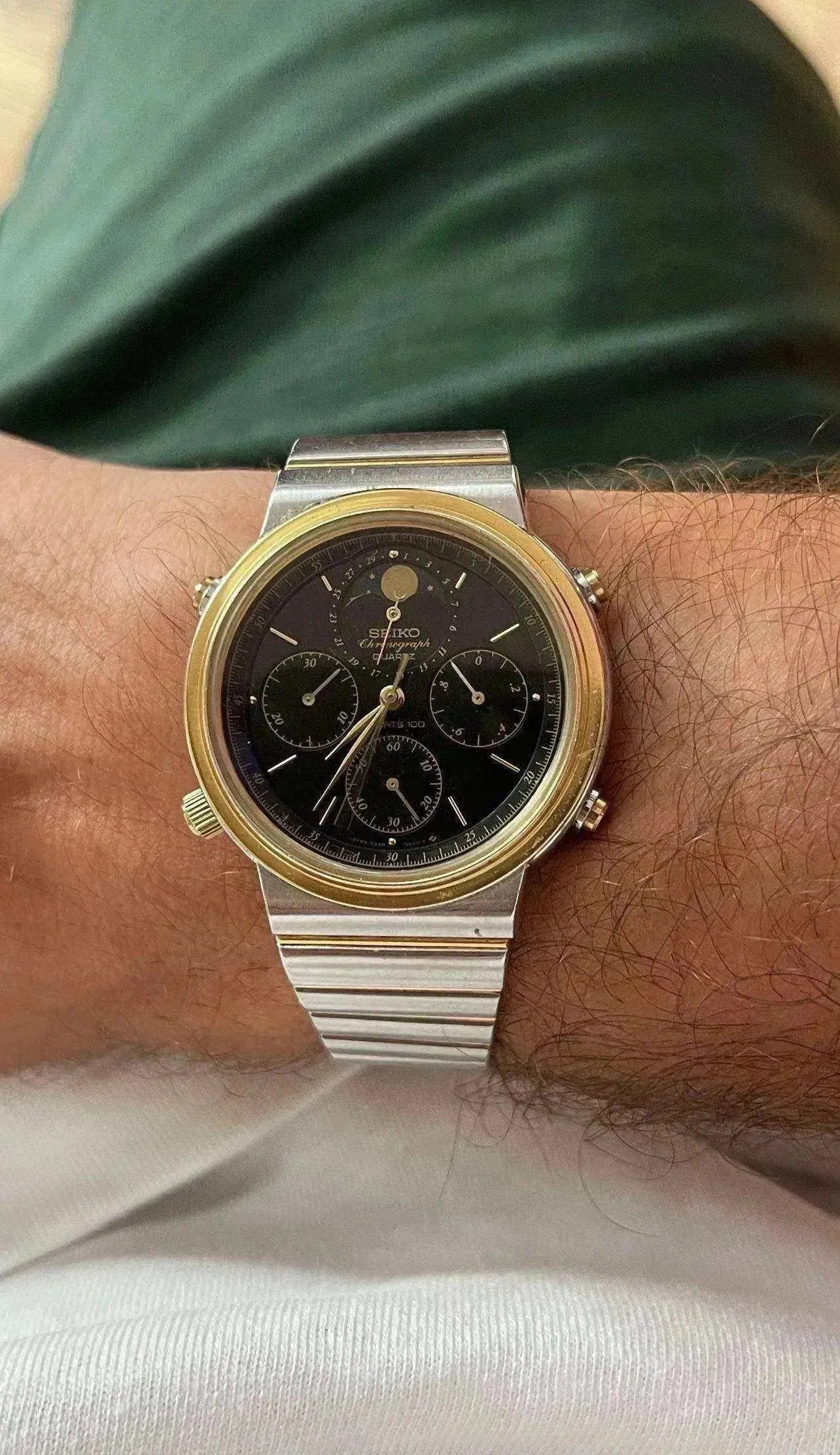 Seiko - Chronographe Sport 100 Noir - 1988 - Atelier Victor - Vintage Shop