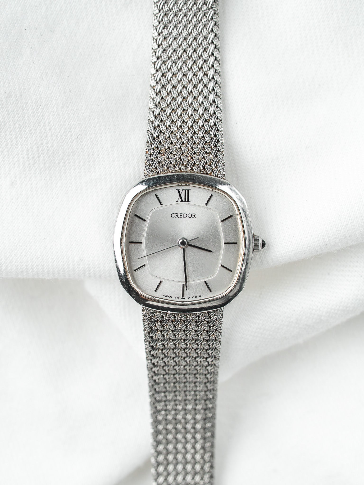 Seiko Credor 1271-5030 Uhr Stahl — Mini-Kissen Geflochtenes Mesh (1979)