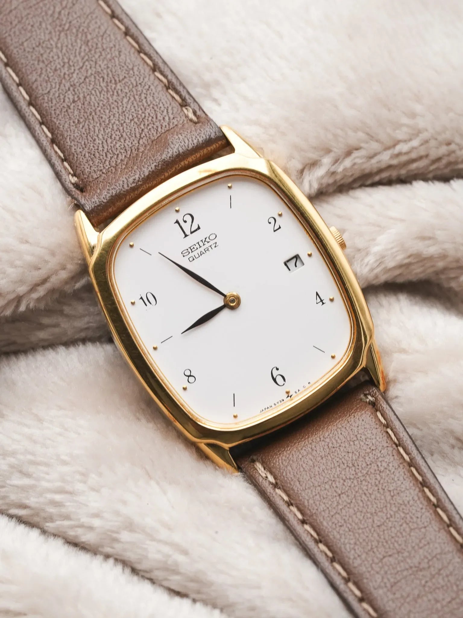 Seiko - Ellipse Plaqué or blanc date - NOS - 1987 - Atelier Victor