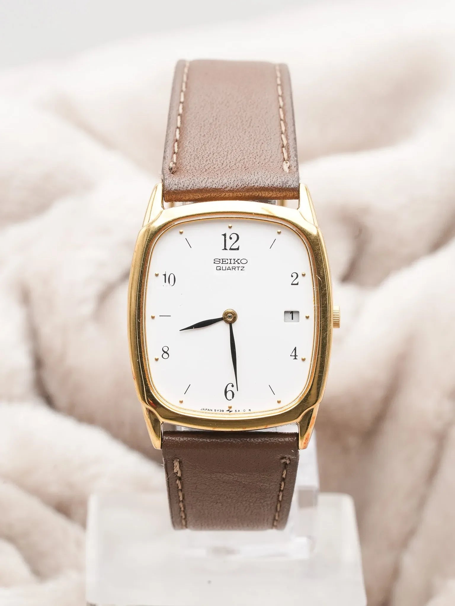 Seiko - Ellipse Plaqué or blanc date - NOS - 1987 - Atelier Victor