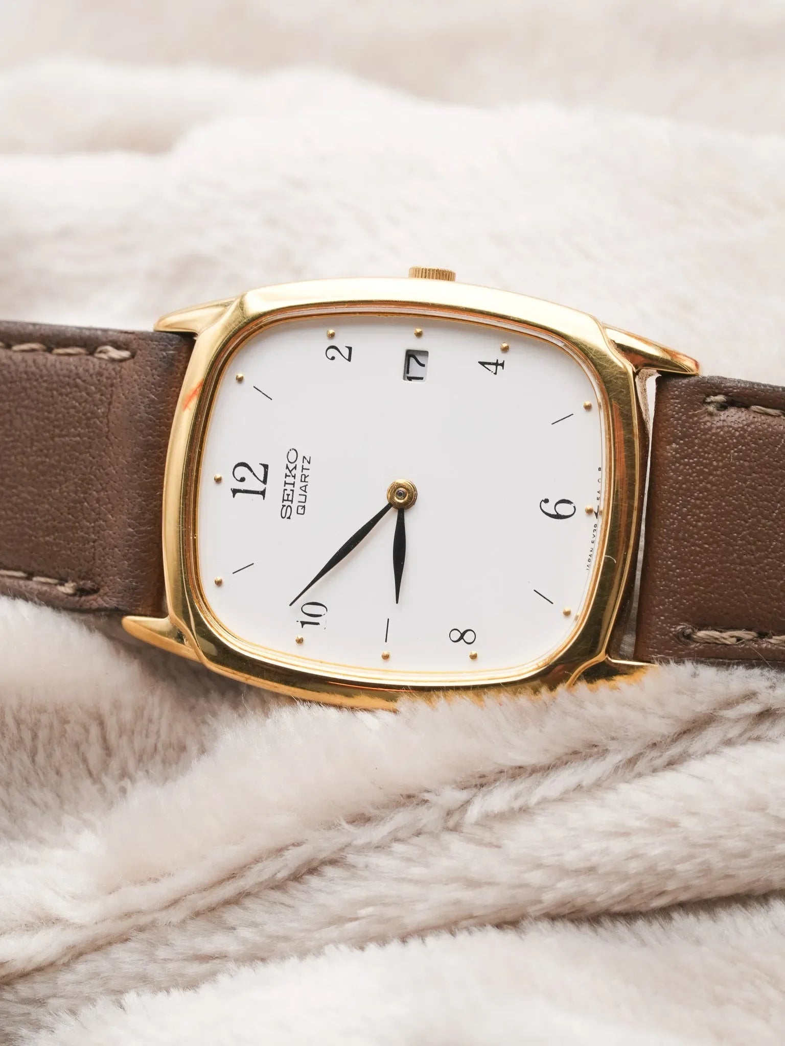 Seiko - Ellipse Plaqué or blanc date - NOS - 1987 - Atelier Victor