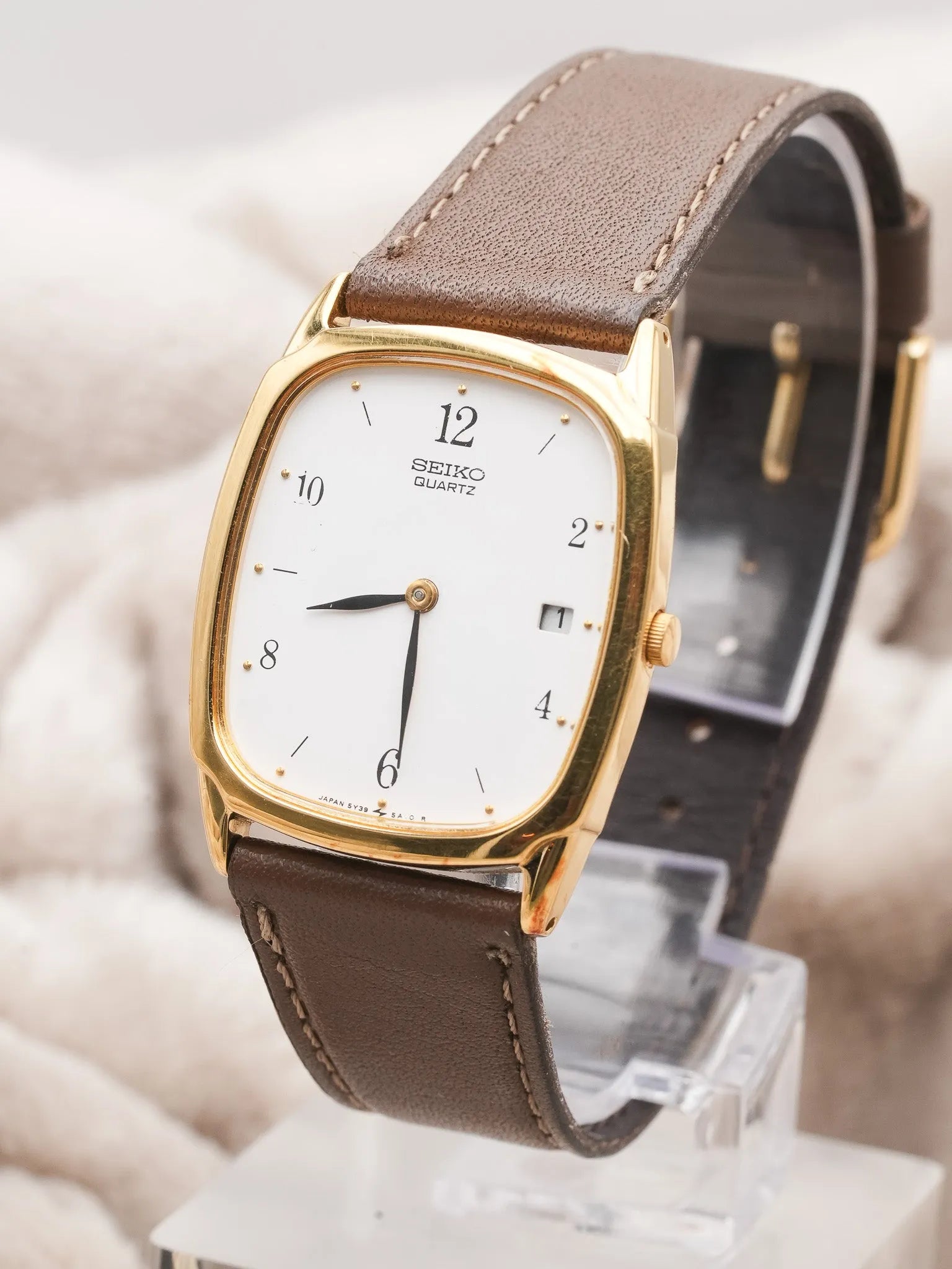 Seiko - Ellipse Plaqué or blanc date - NOS - 1987 - Atelier Victor - Vintage Shop