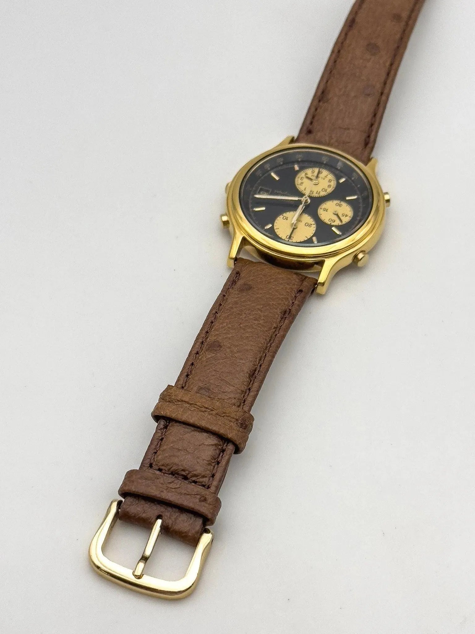 Seiko - Gold Black Chrono Alarm - 1992 - Atelier Victor Paris - Vintage Watch Shop Dubai