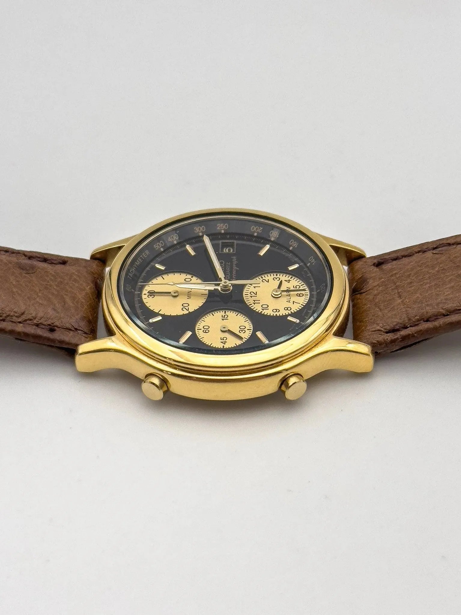 Seiko - Gold Black Chrono Alarm - 1992 - Atelier Victor Paris - Vintage Watch Shop Dubai