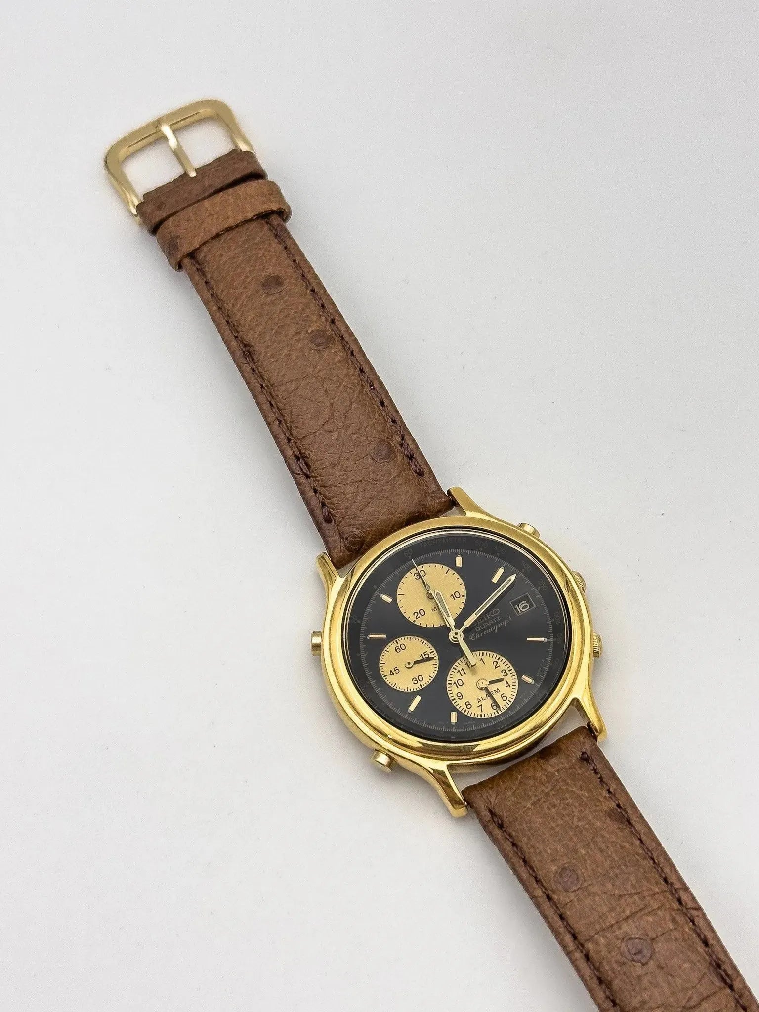 Seiko - Gold Black Chrono Alarm - 1992 - Atelier Victor Paris - Vintage Watch Shop Dubai