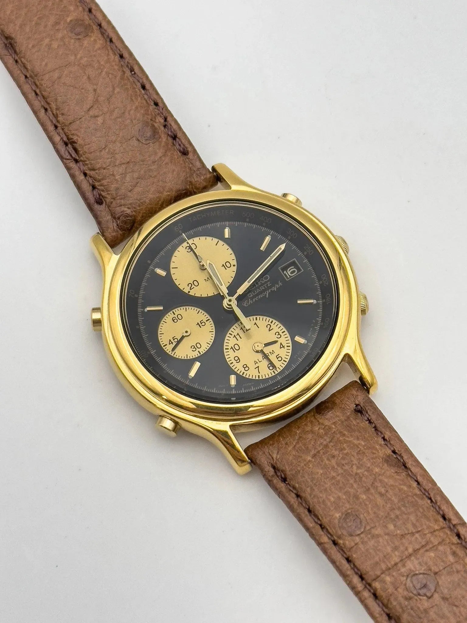Seiko - Gold Black Chrono Alarm - 1992 - Atelier Victor Paris - Vintage Watch Shop Dubai