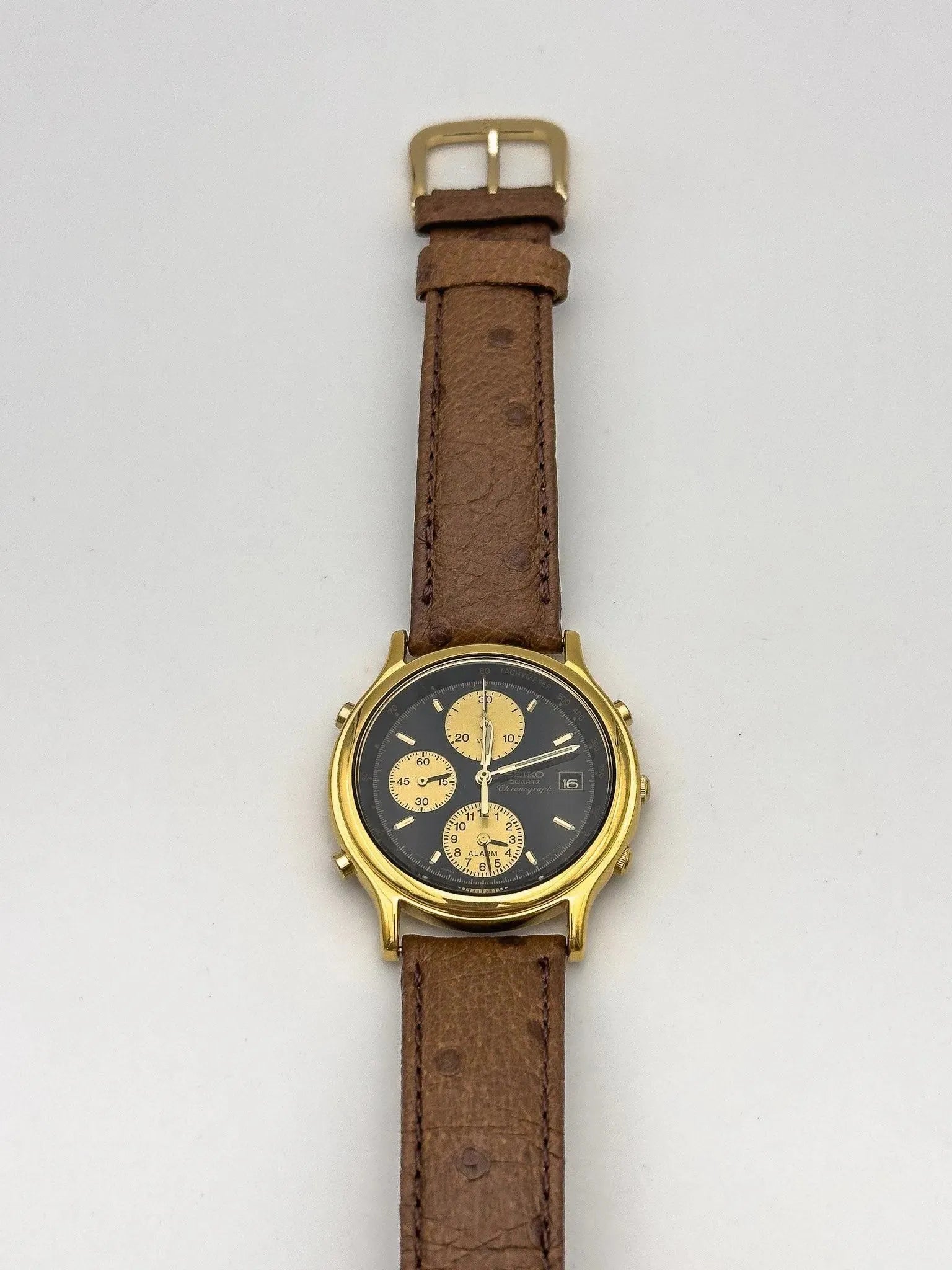 Seiko - Gold Black Chrono Alarm - 1992 - Atelier Victor Paris - Vintage Watch Shop Dubai