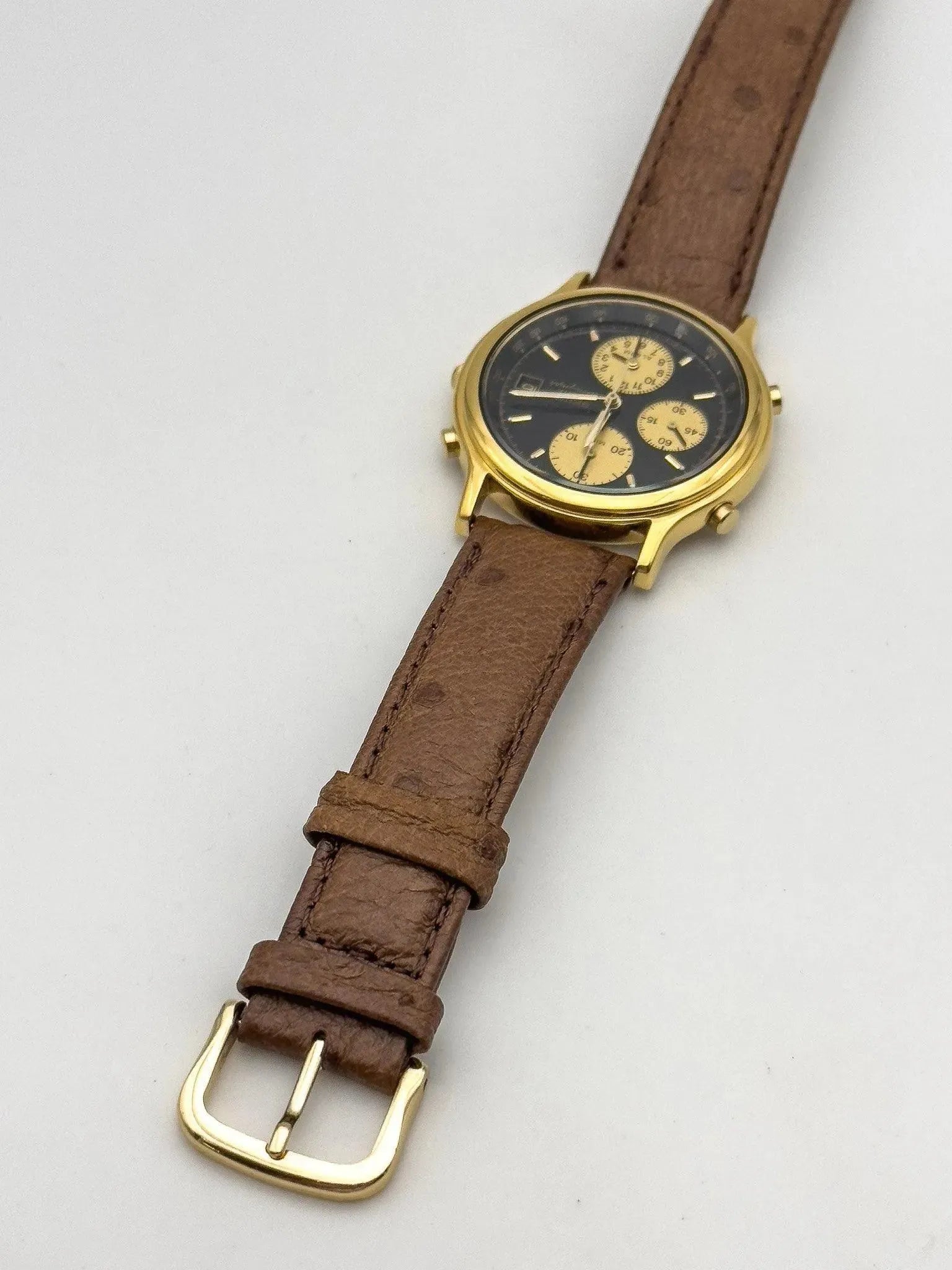 Seiko - Gold Black Chrono Alarm - 1992 - Atelier Victor - Vintage Shop